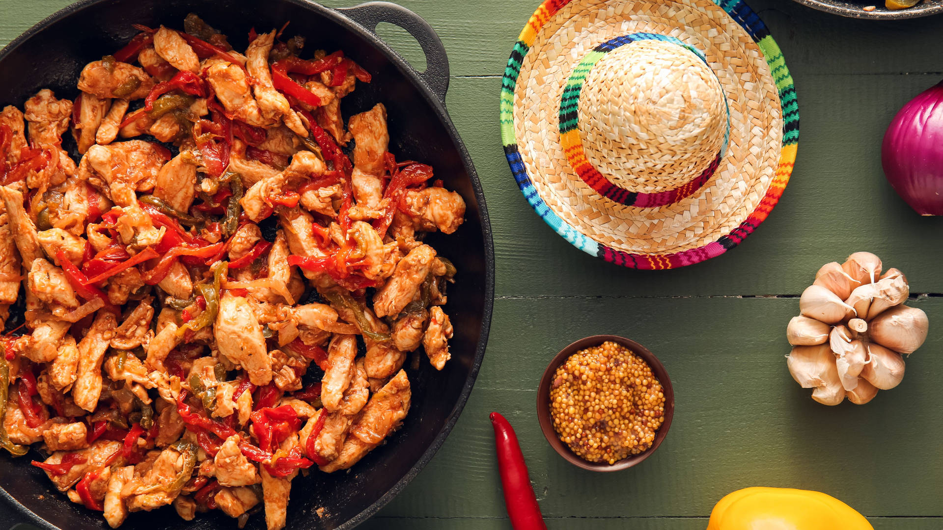 Chicken Fajita Mexican Food 4k Background