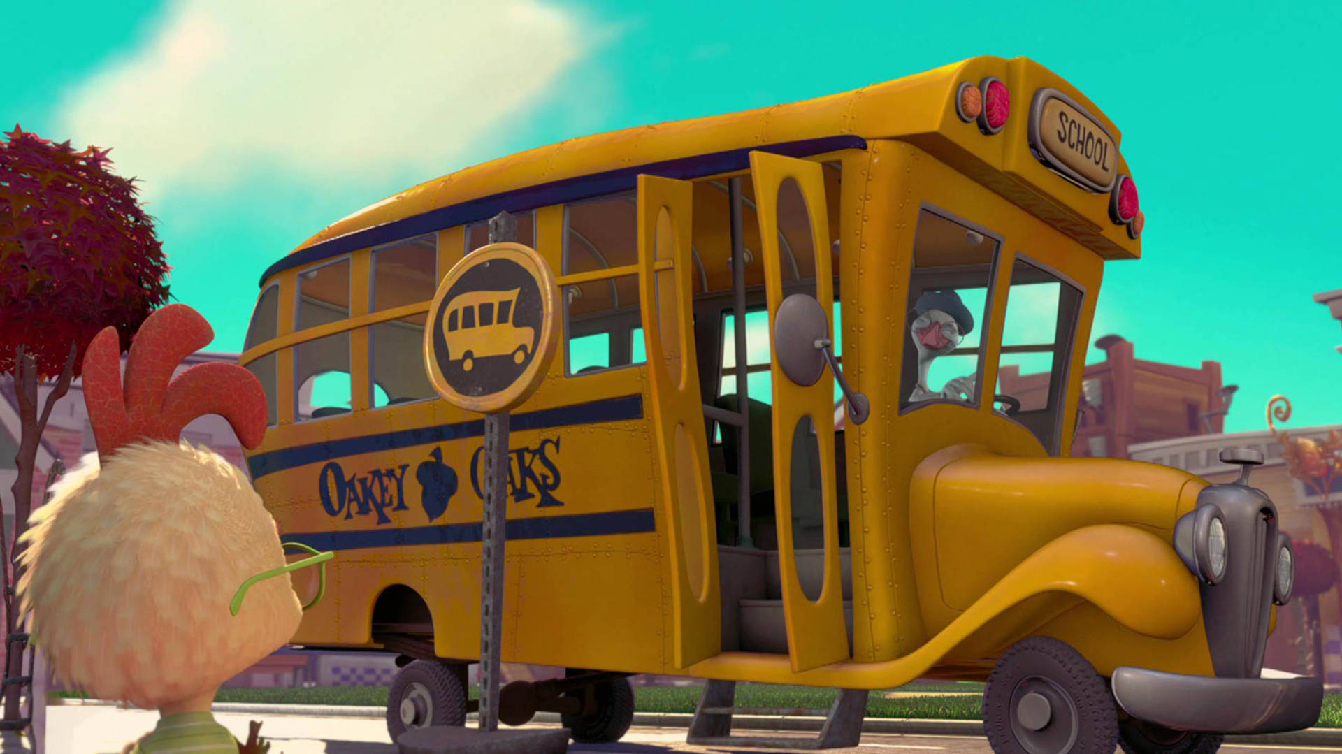 Chicken Little School Bus Background