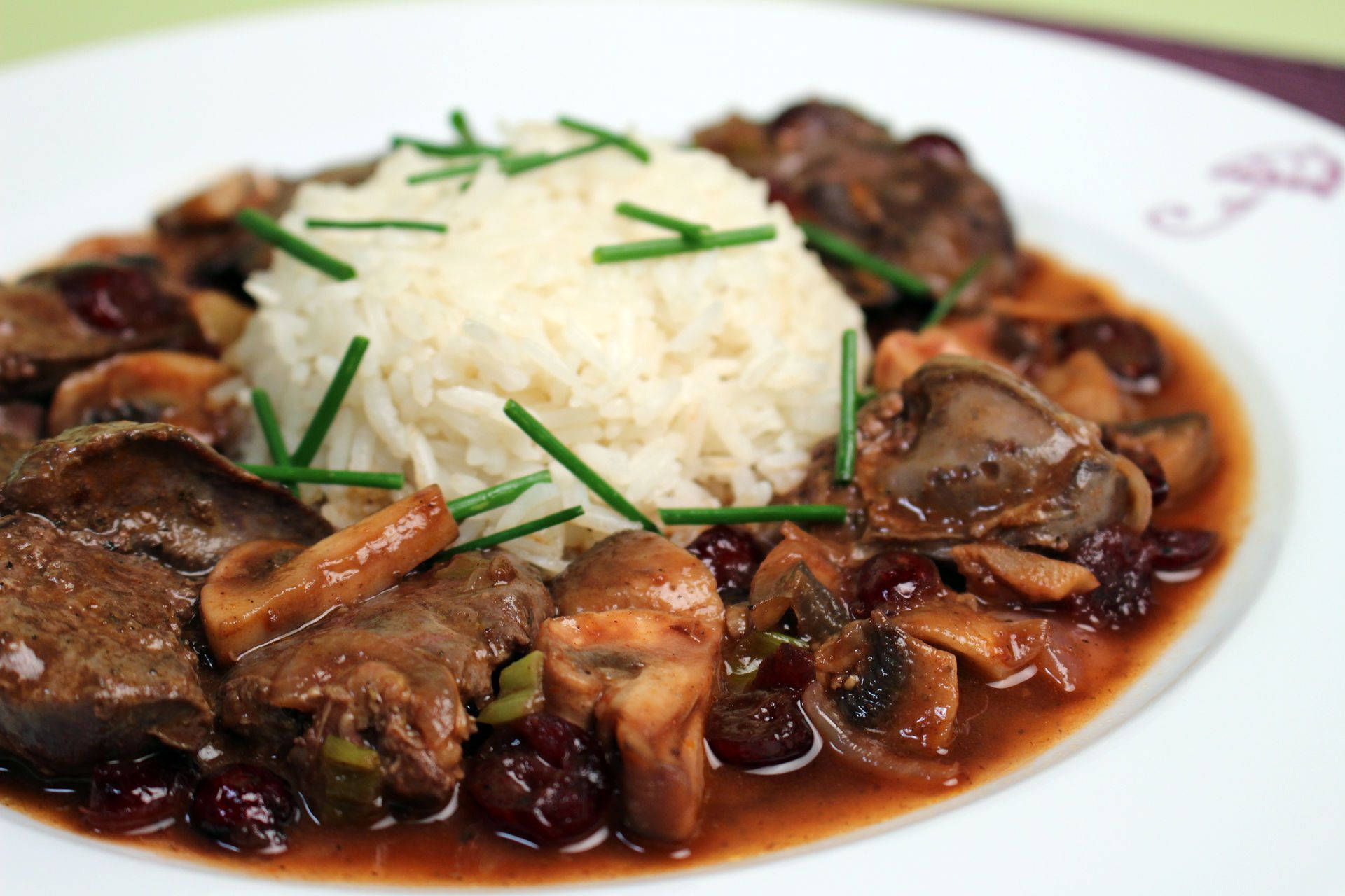 Chicken Livers In Mushroom Port Sauce Background