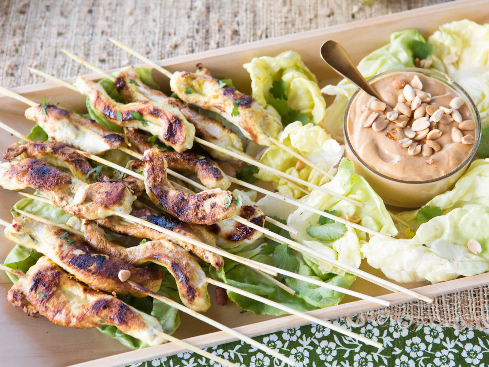 Chicken Satay And Boiled Vegetables Background