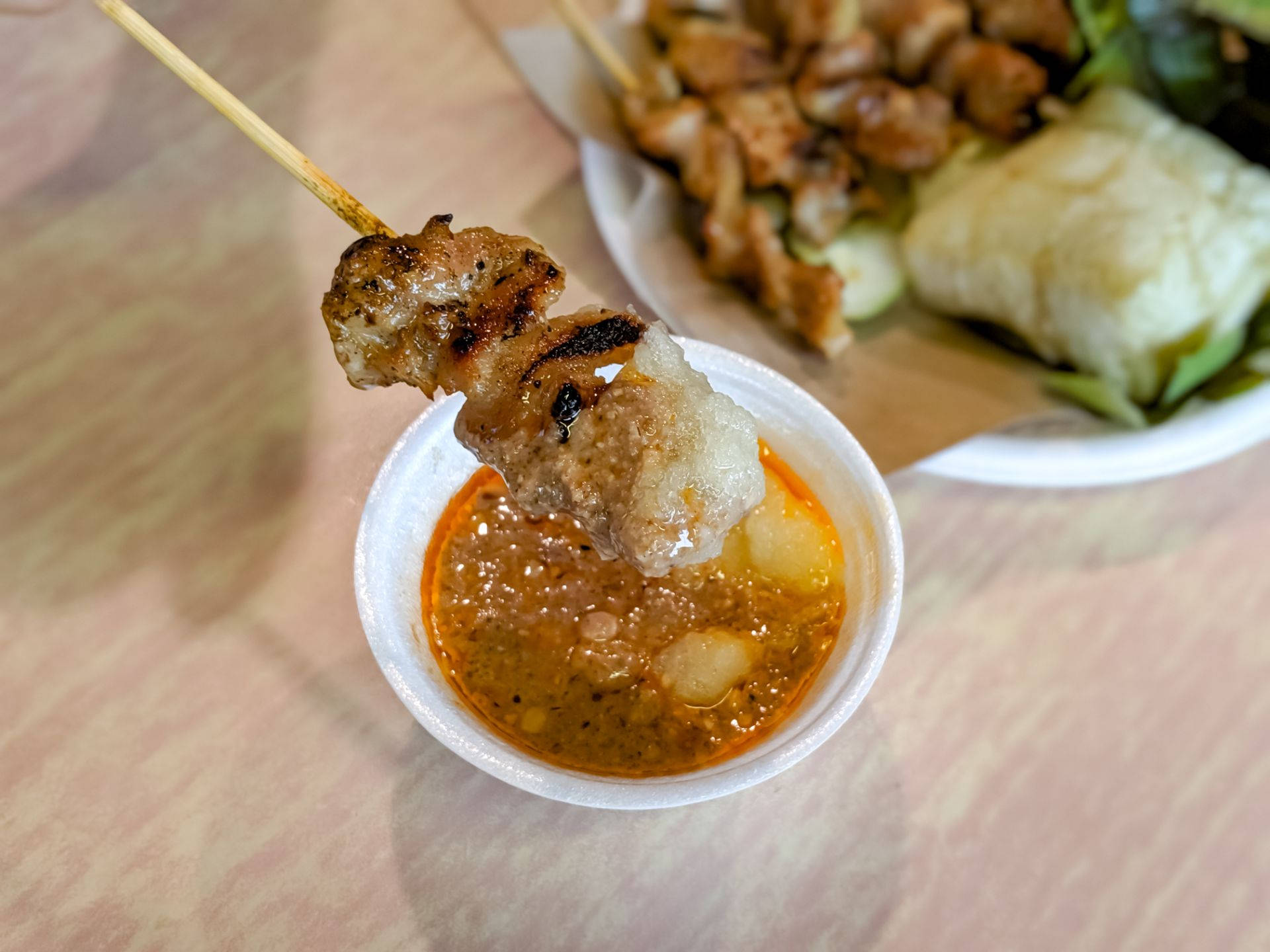 Chicken Satay Dipped In Sauce