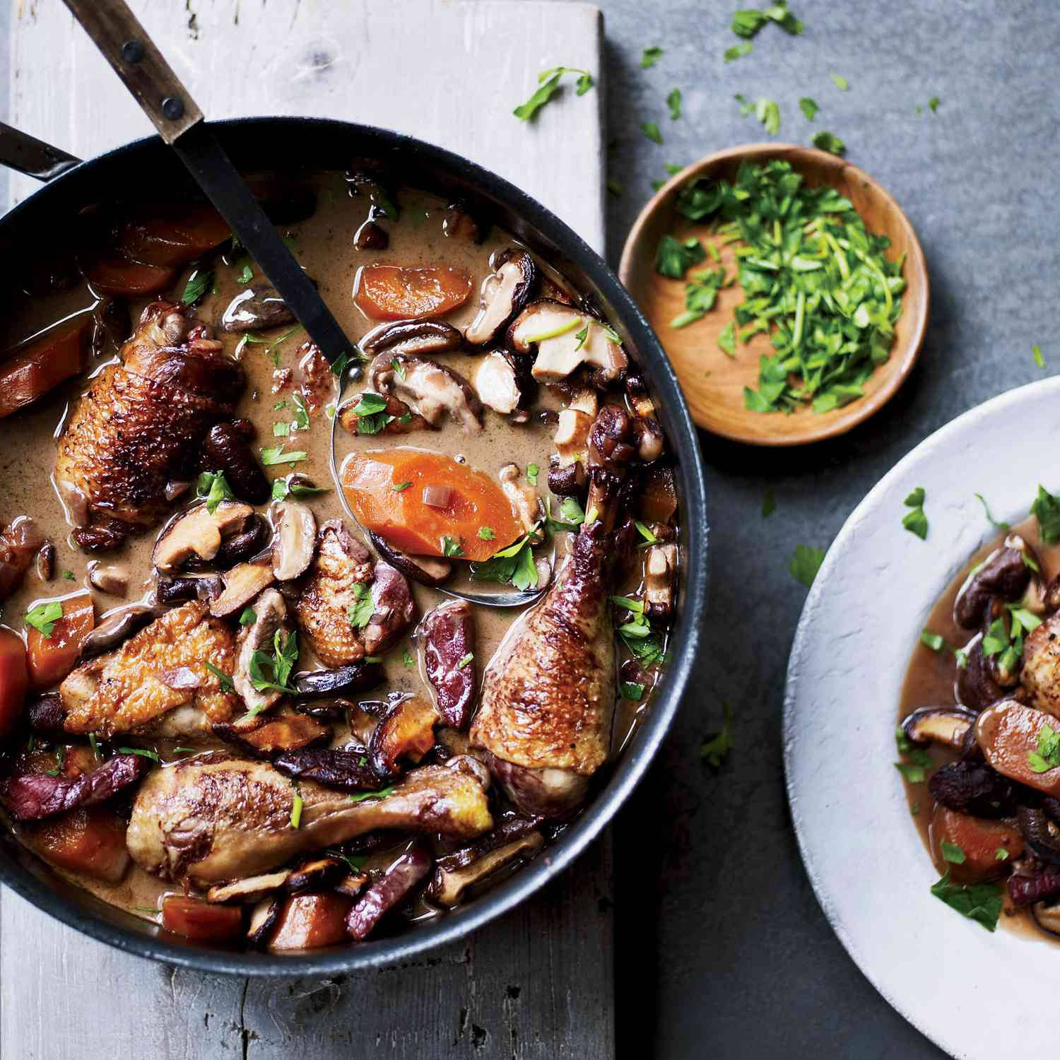 Chicken Savory Stew Of French Coq Au Vin Background