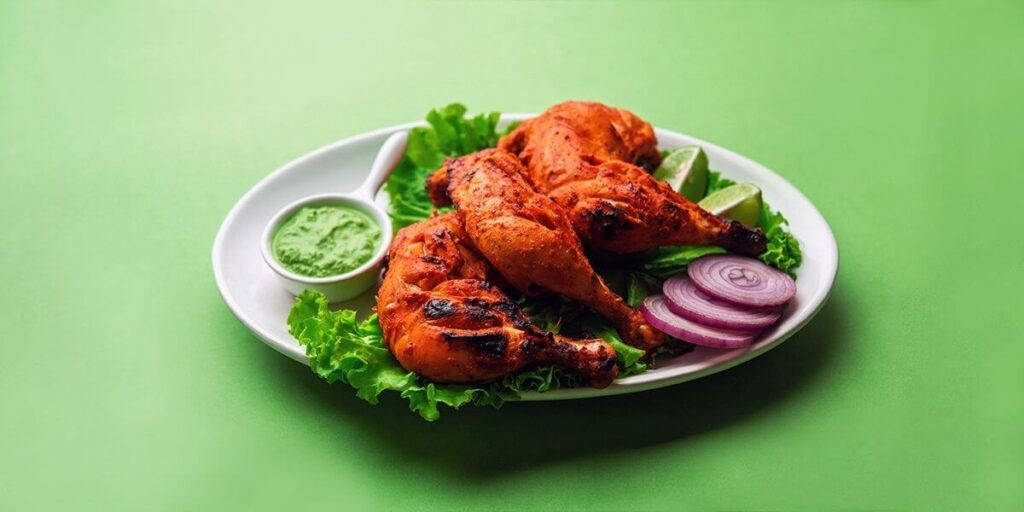 Chicken Tandoori With Lettuce Background