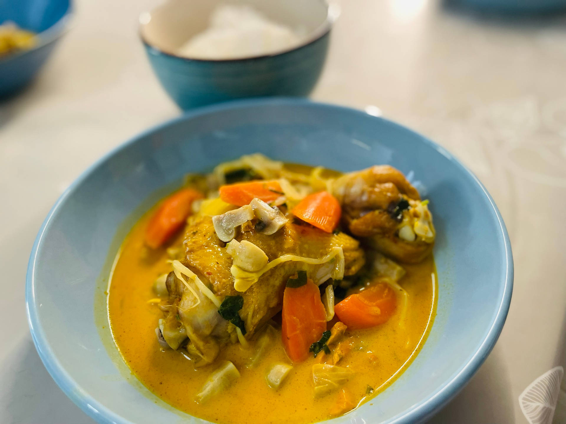 Chicken Thai Yellow Curry Cuisine Background