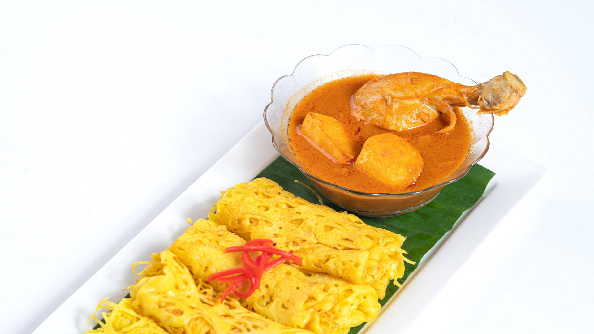 Chicken Yellow Curry And Roti Jala Background