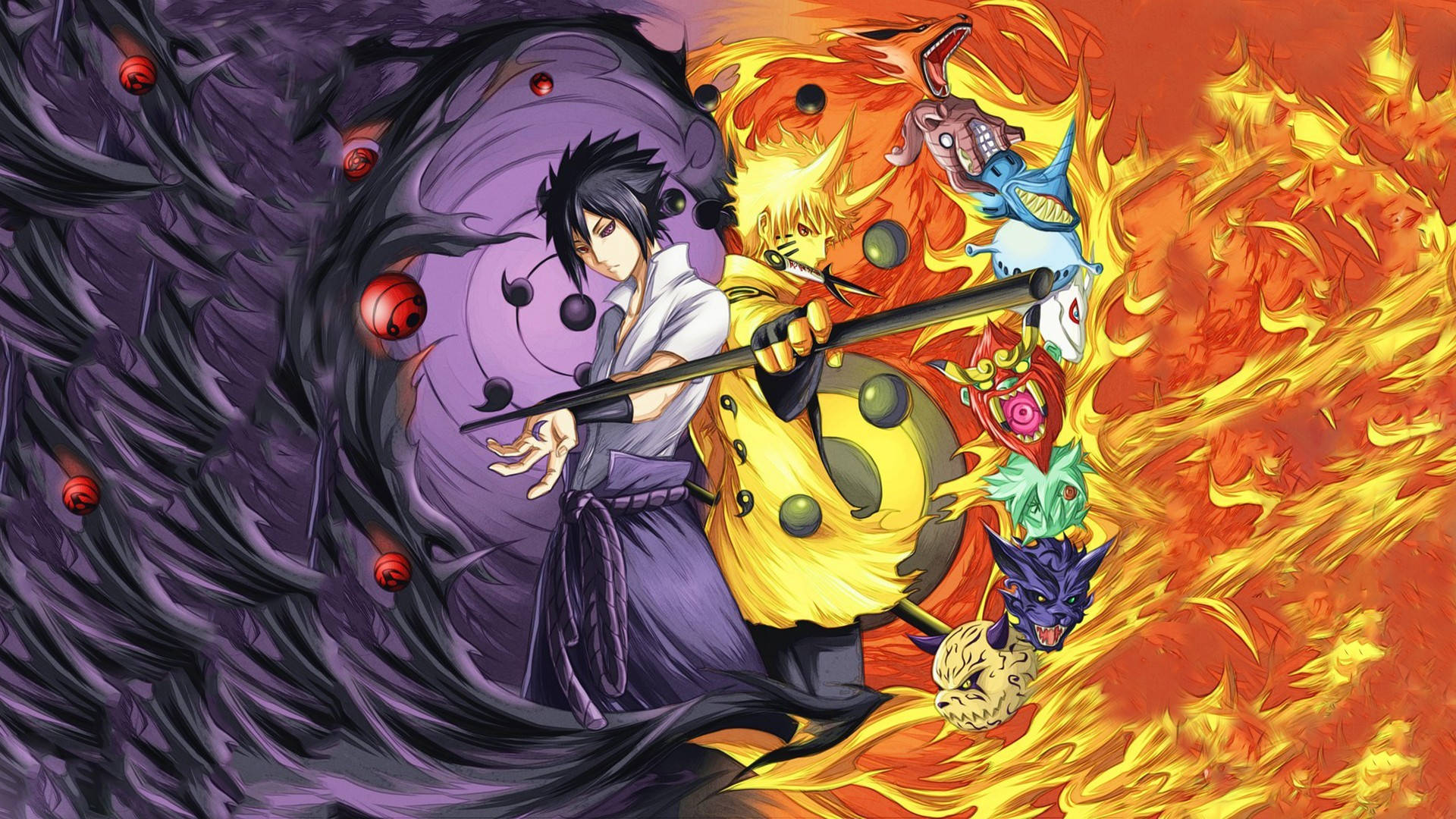 Chidori Naruto And Sasuke Digital Art Background