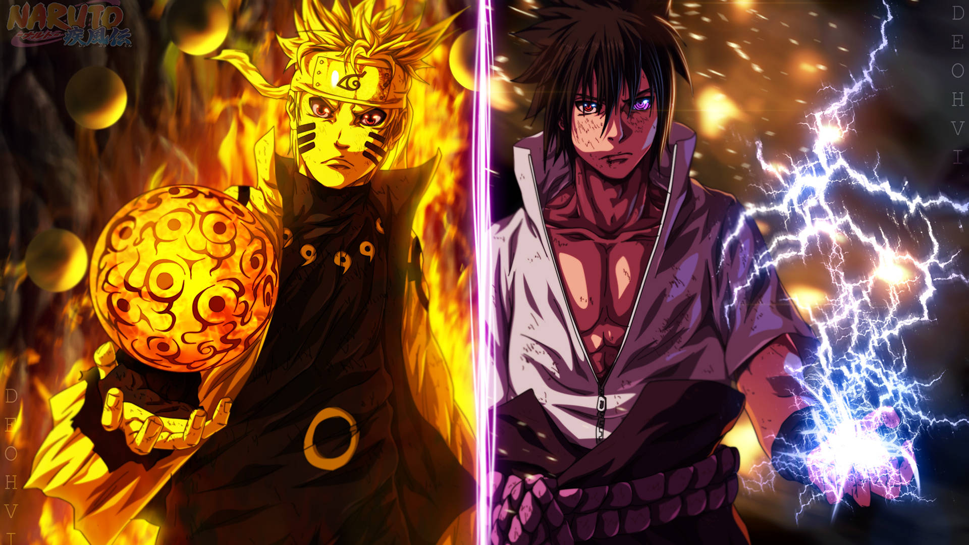 Chidori Naruto And Sasuke Powers Background