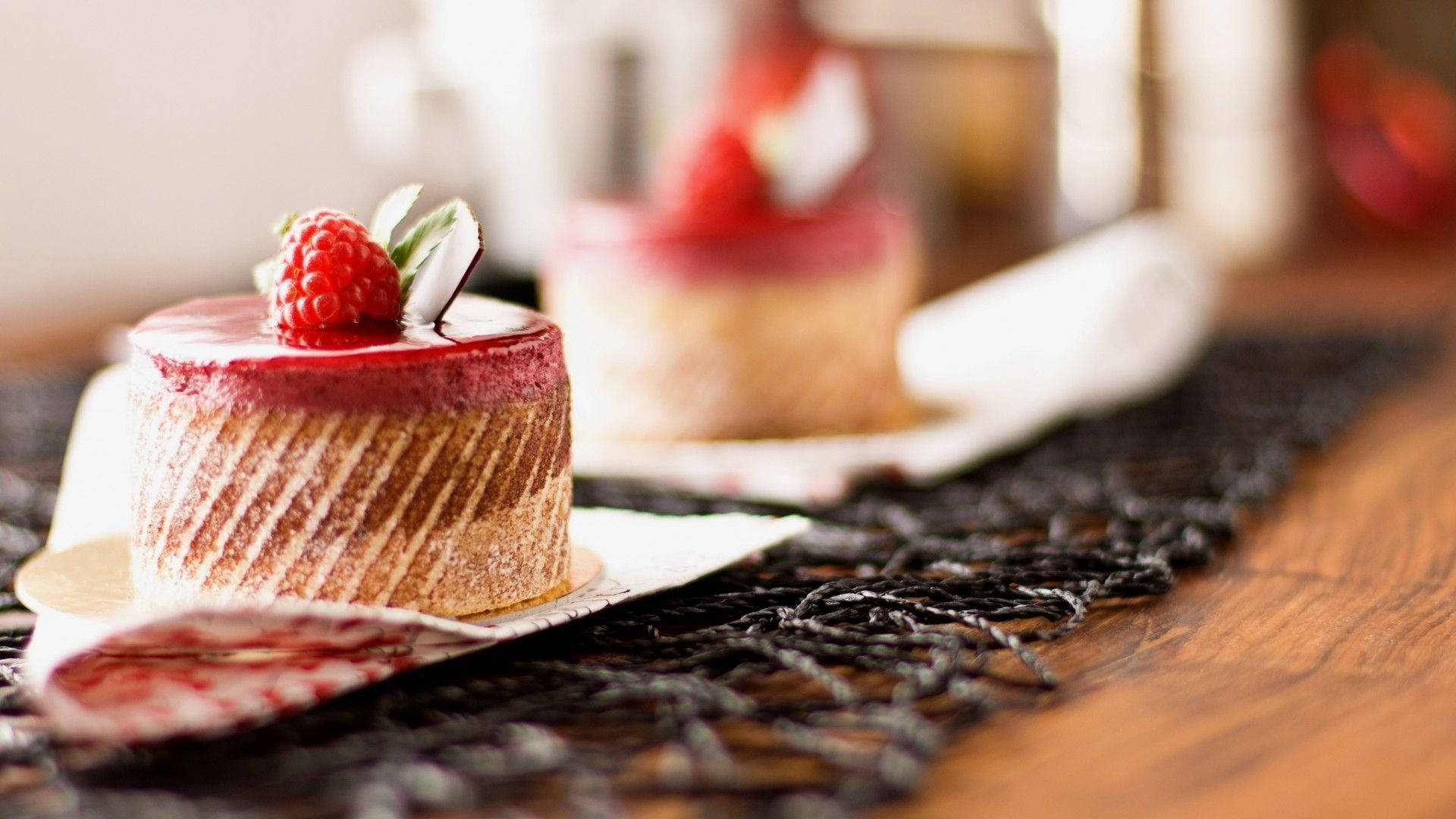 Chiffon Strawberry Mini Cake Dessert Background