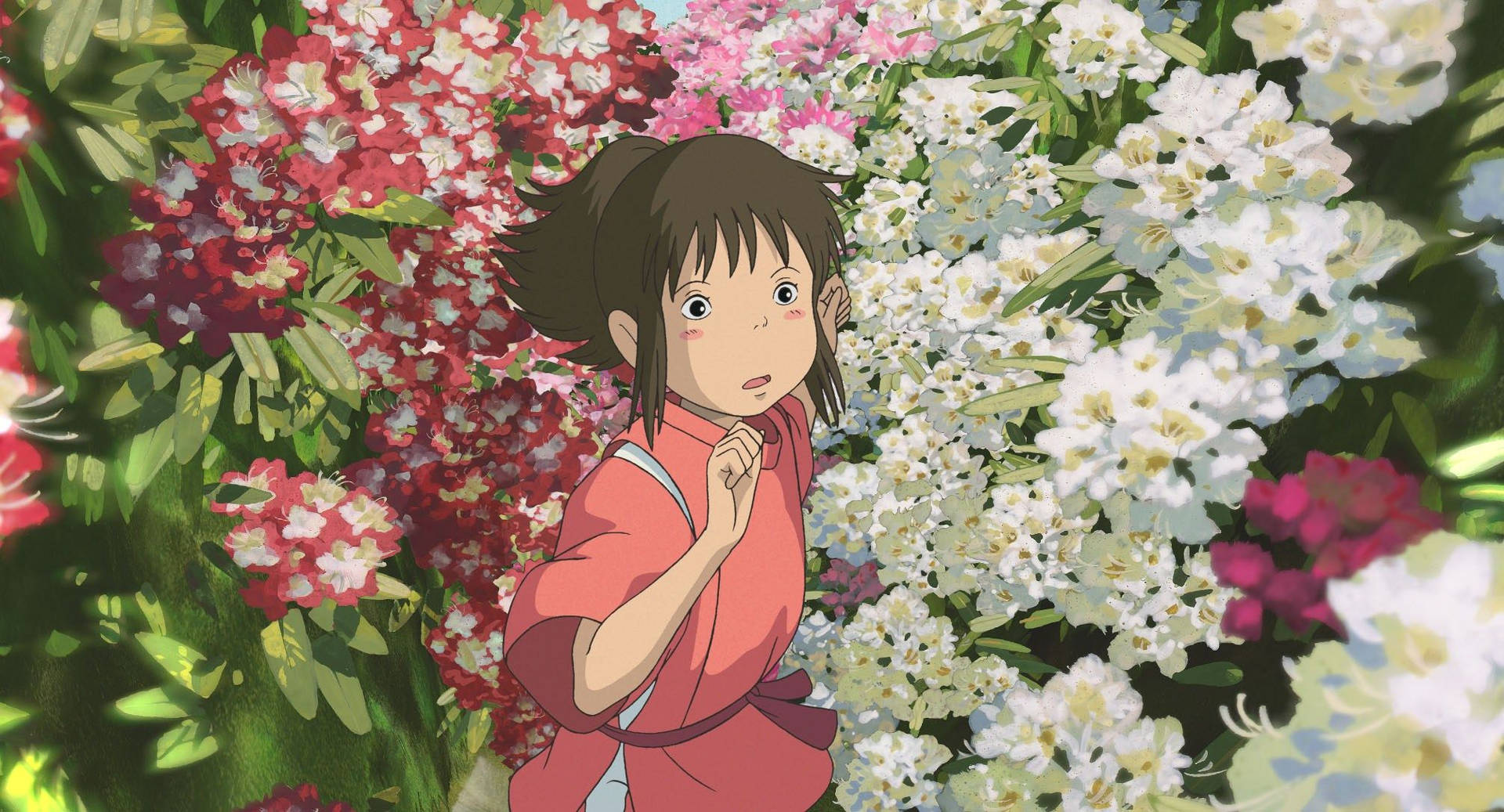 Chihiro In The Garden Spirited Away Background