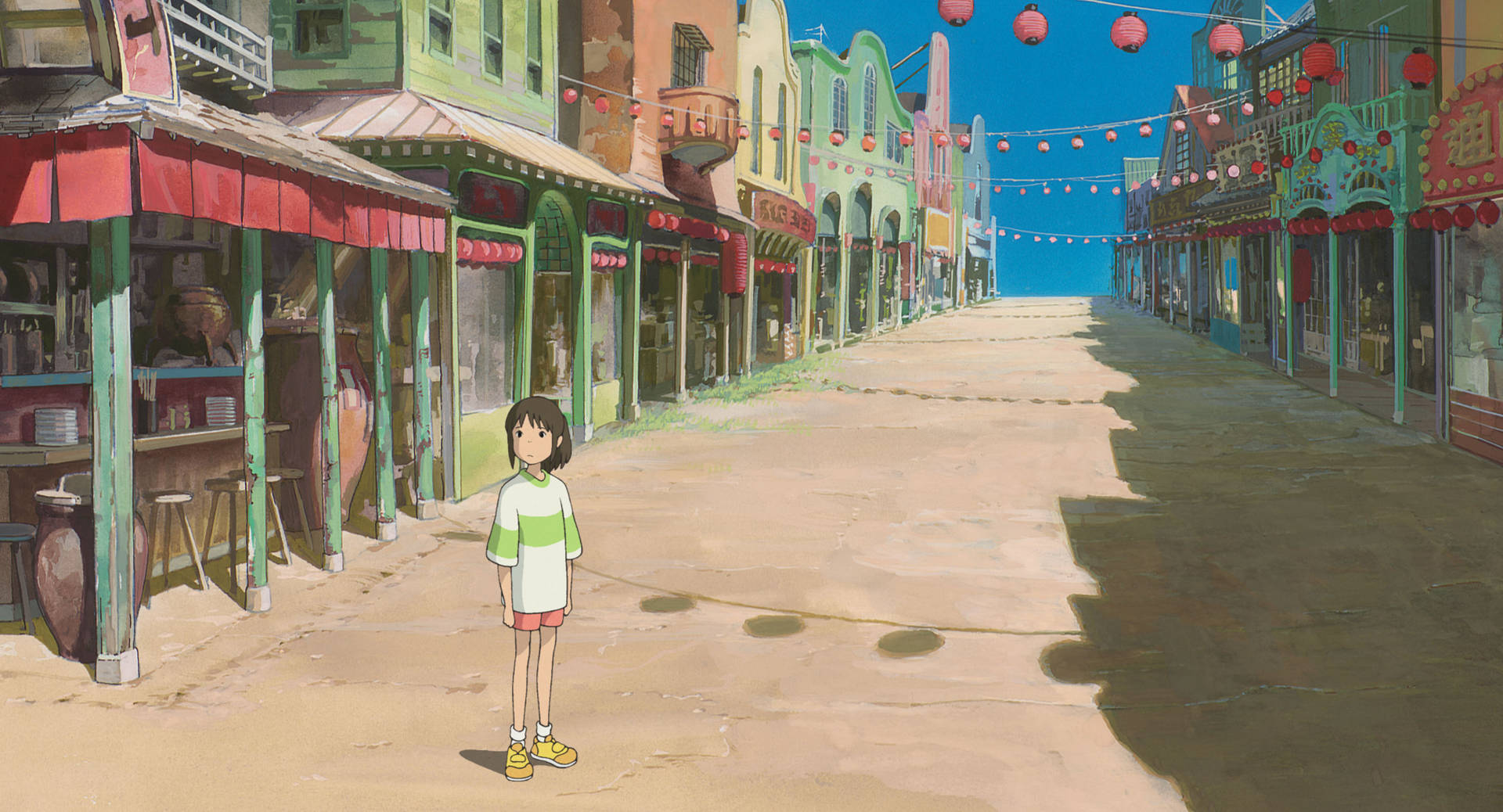Chihiro In Town Spirited Away Desktop Background