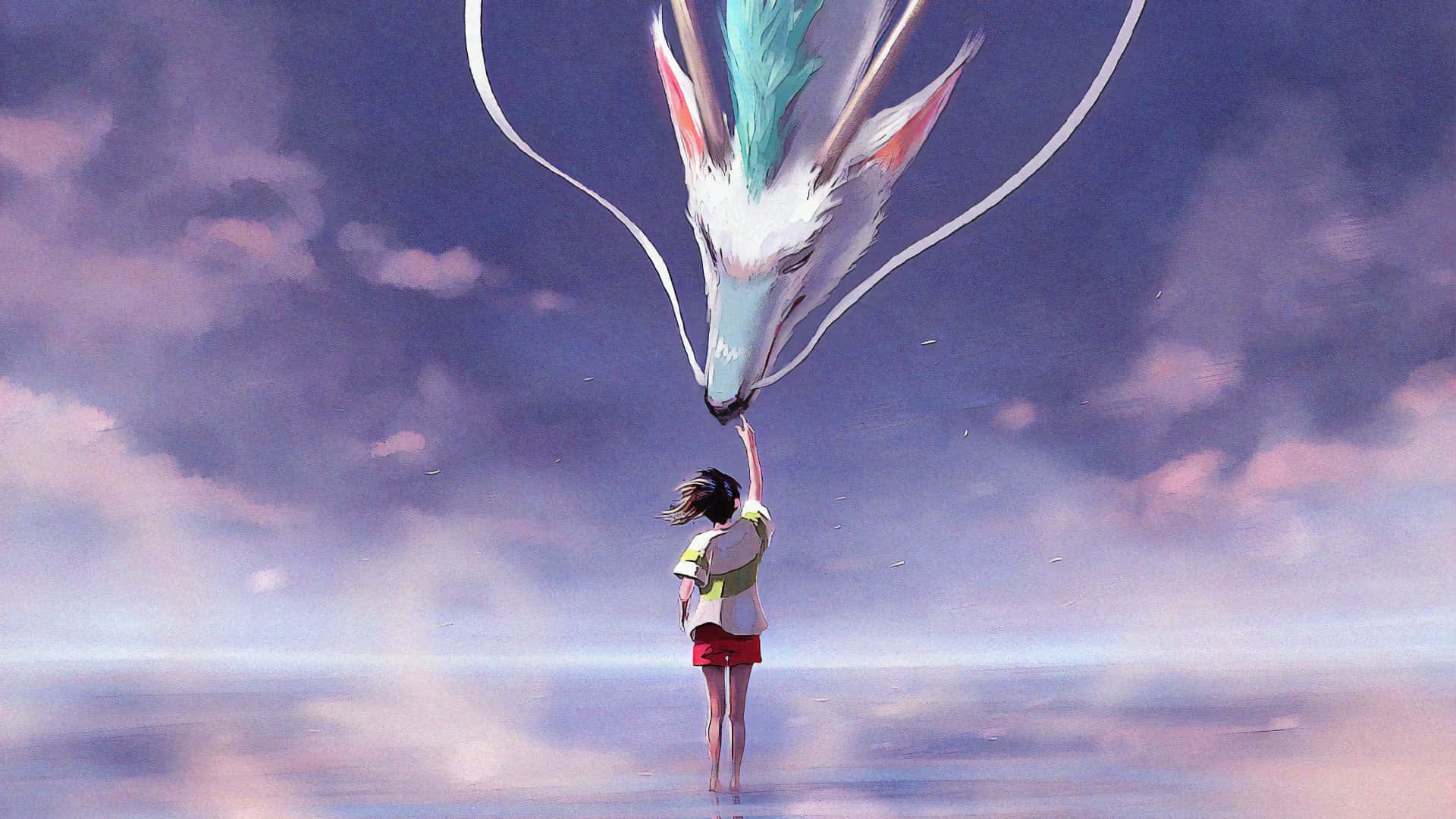 Chihiro Touching Haku In Sen To Chihiro No Kamikakushi Background