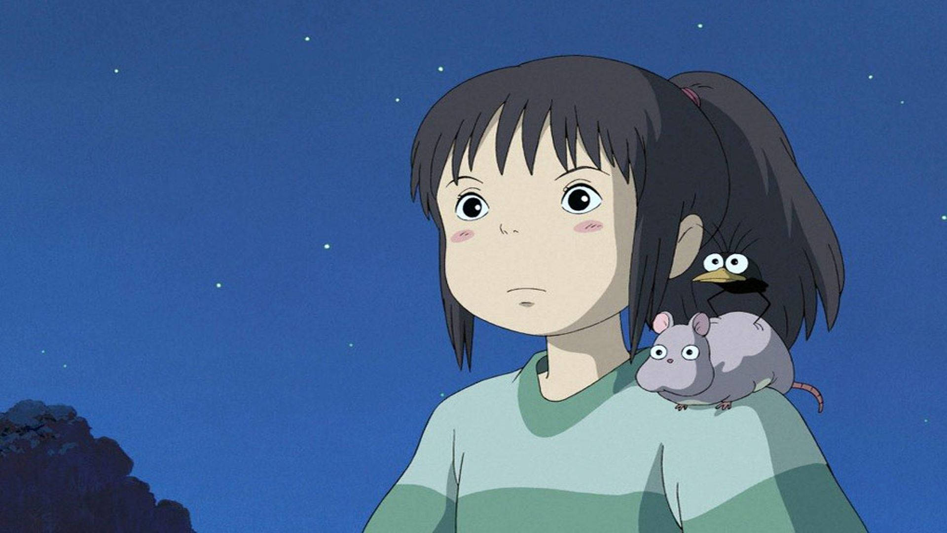 Chihiro With Hamster Spirited Away Desktop Background