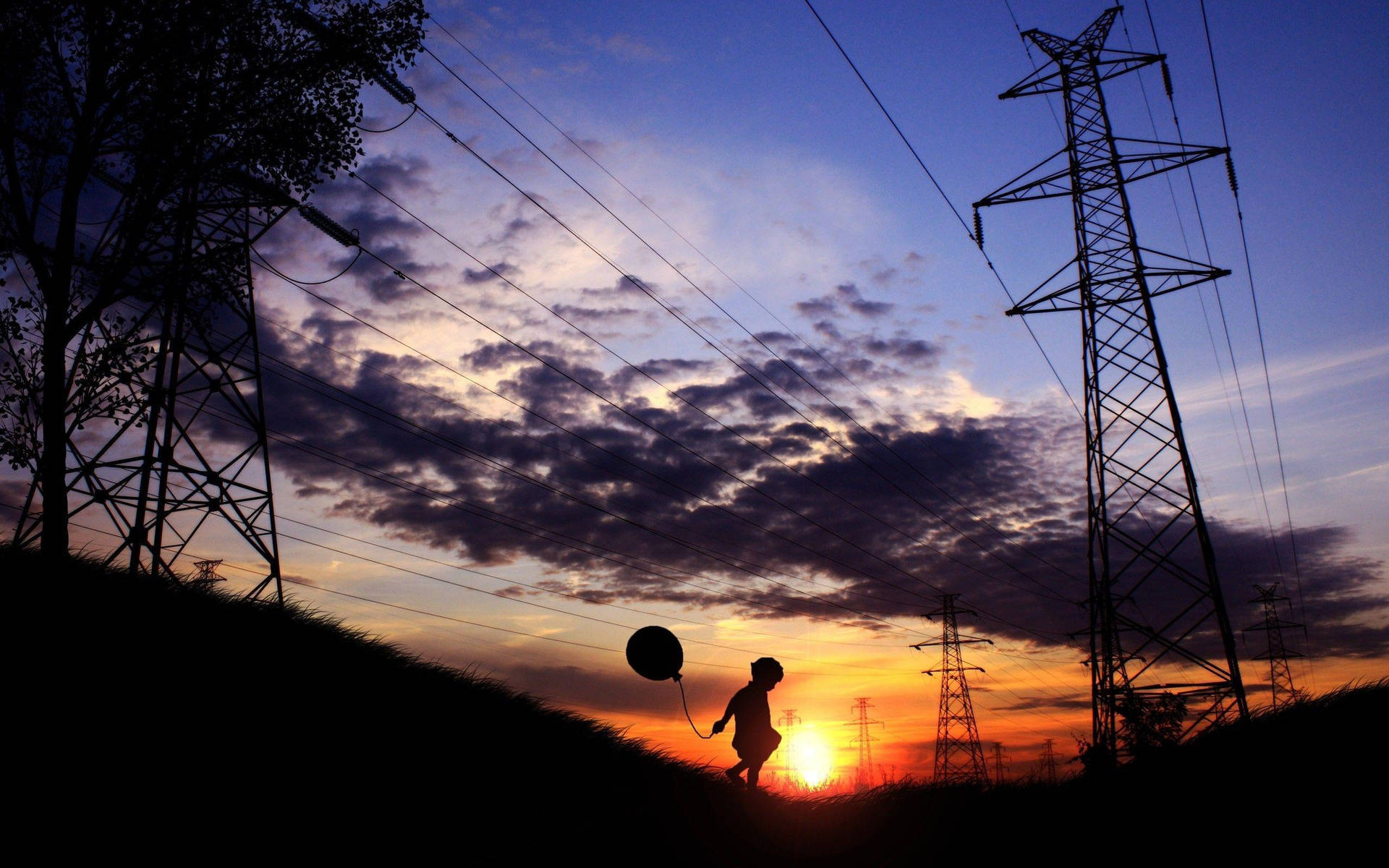 Child And Electricity Towers