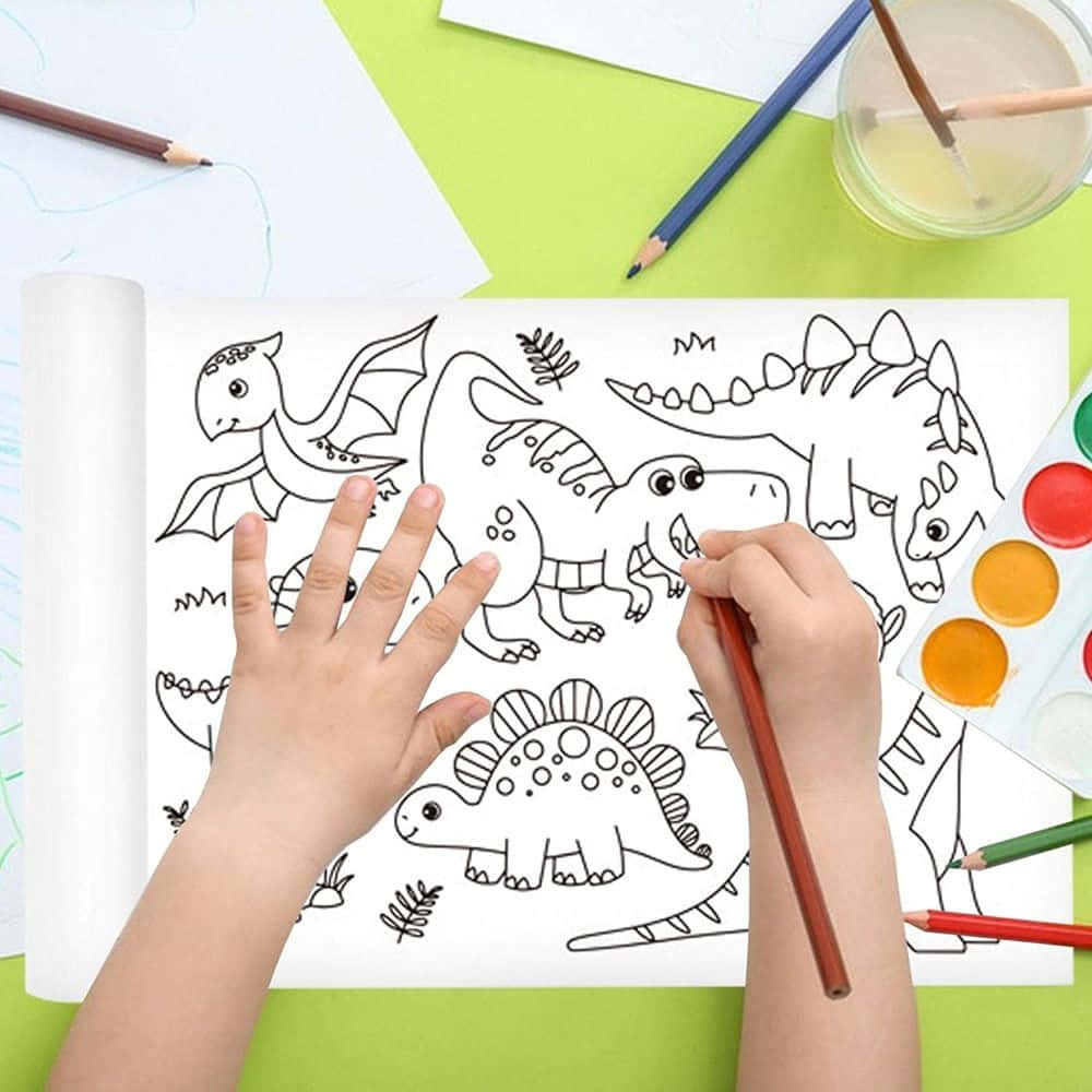 Child Coloring Dinosaur Educational Activity Background