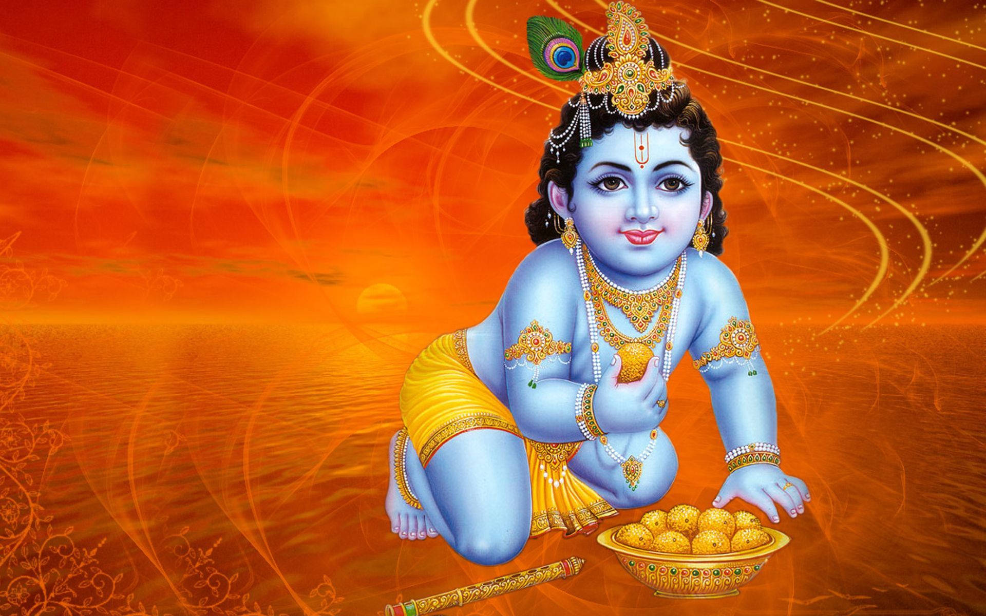 Child Krishna Digital Art Background