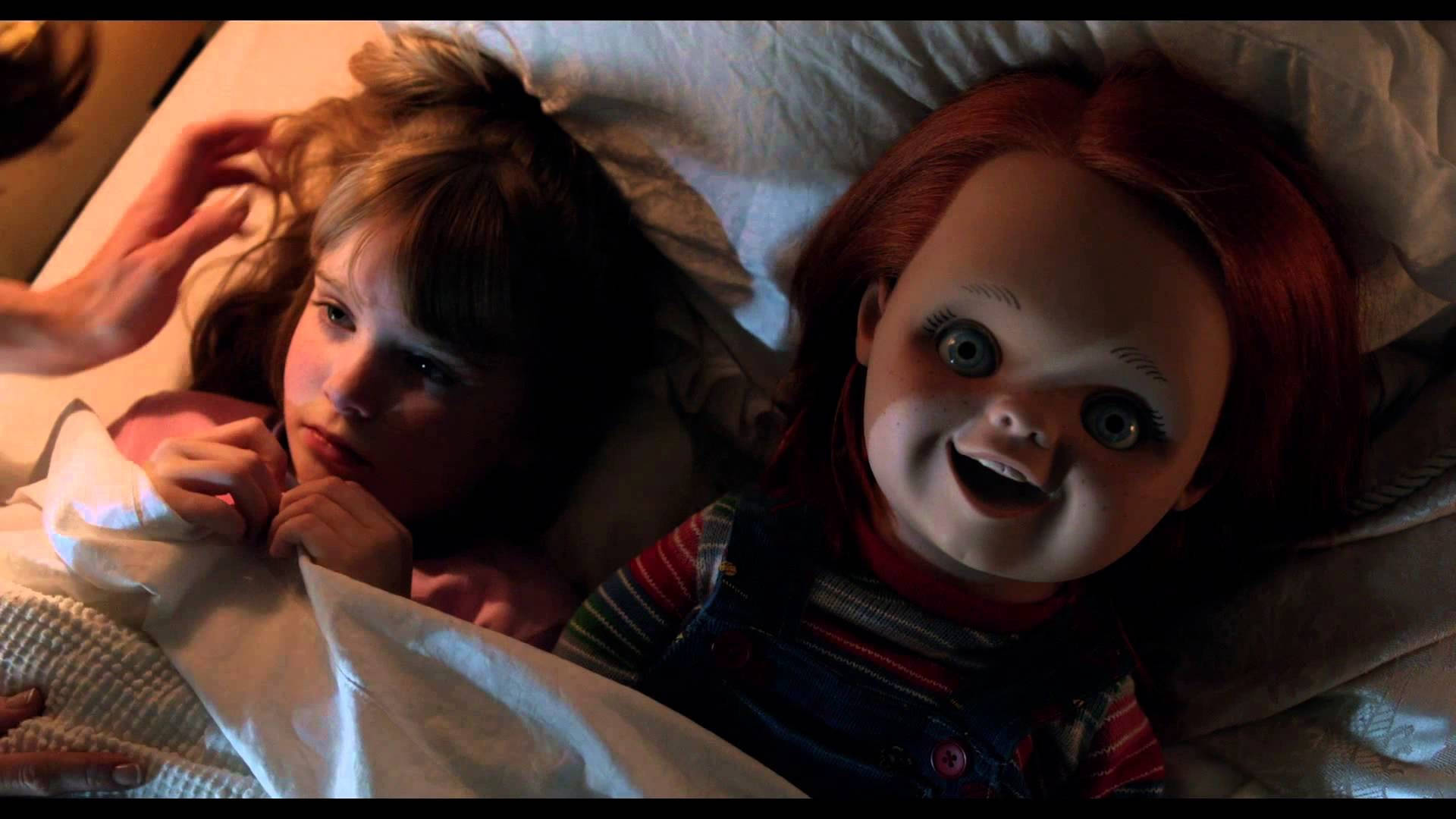 Child's Play Chucky On Bed Background