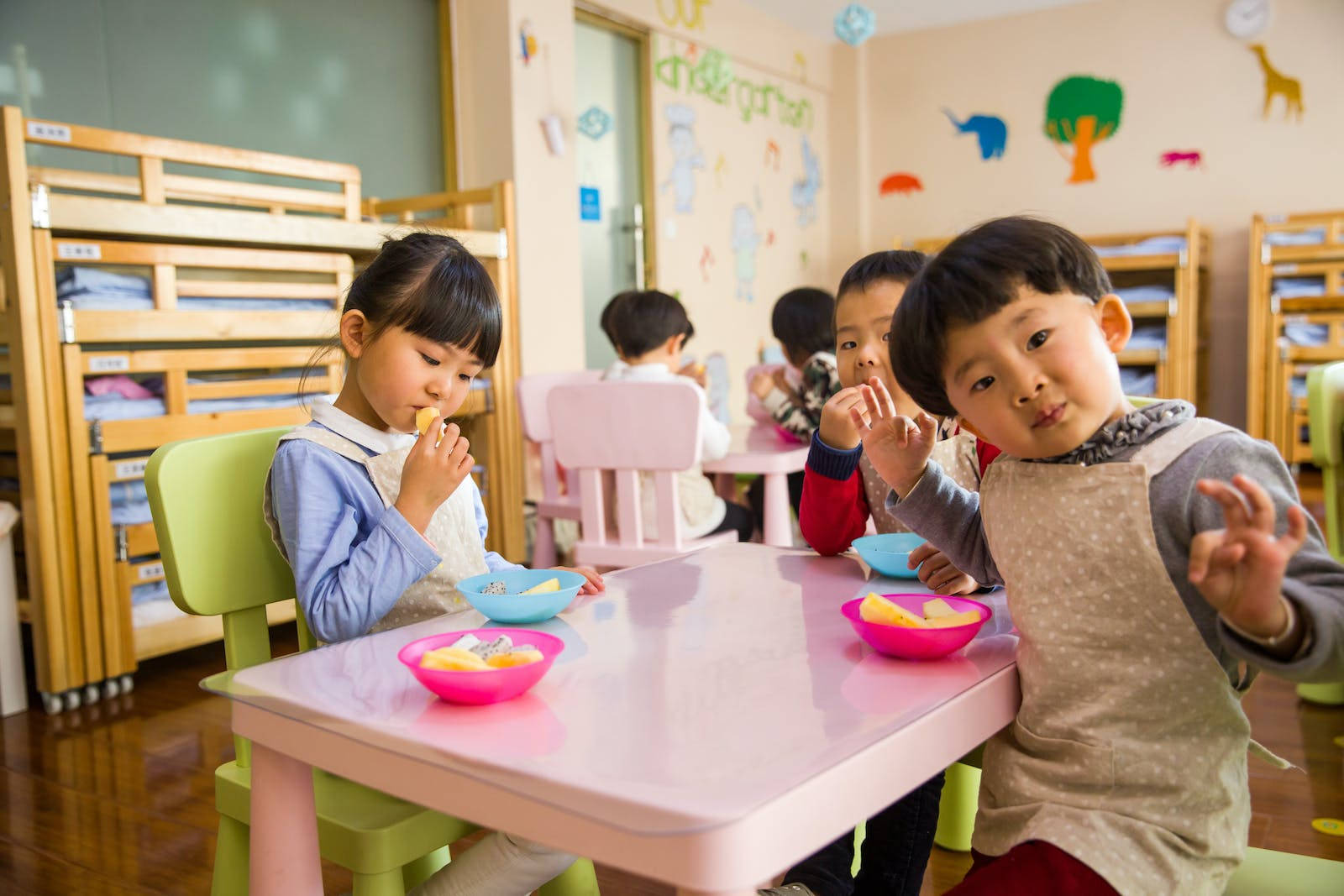 Children Eating At School Education Background