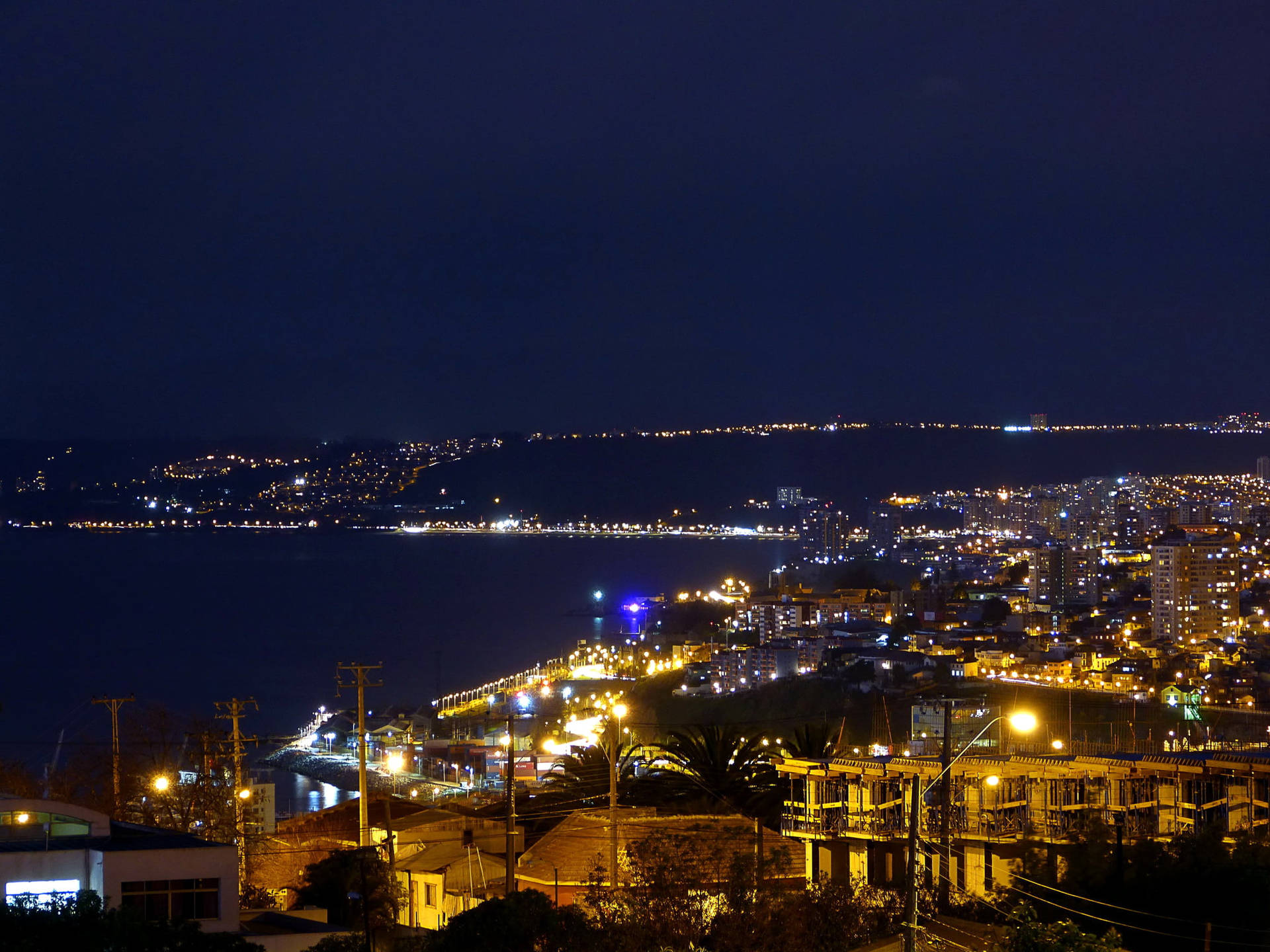 Chile Valparaiso At Night