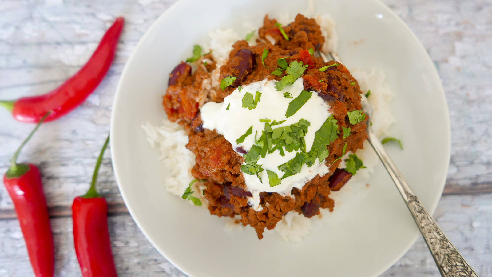 Chili Con Carne Rice Toppings Background