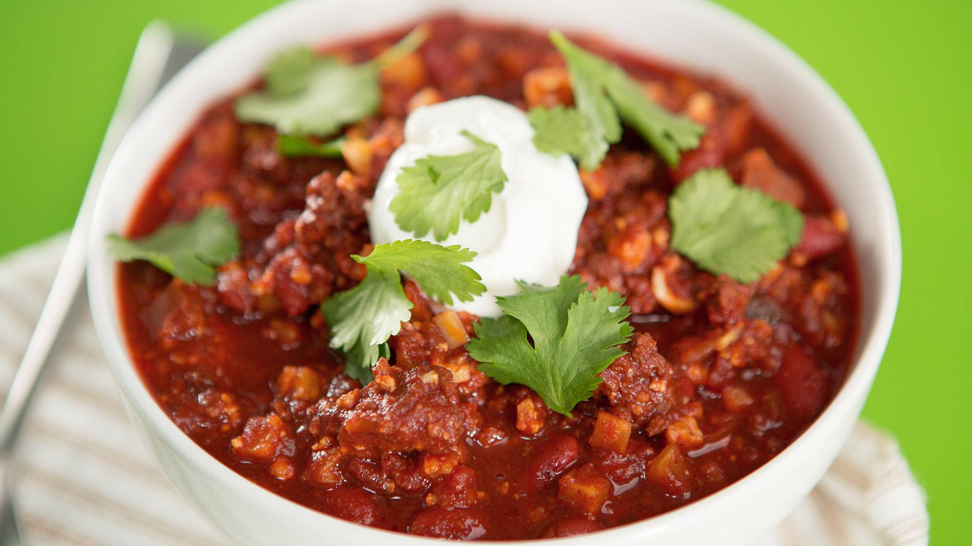 Chili Con Carne With Celery Background