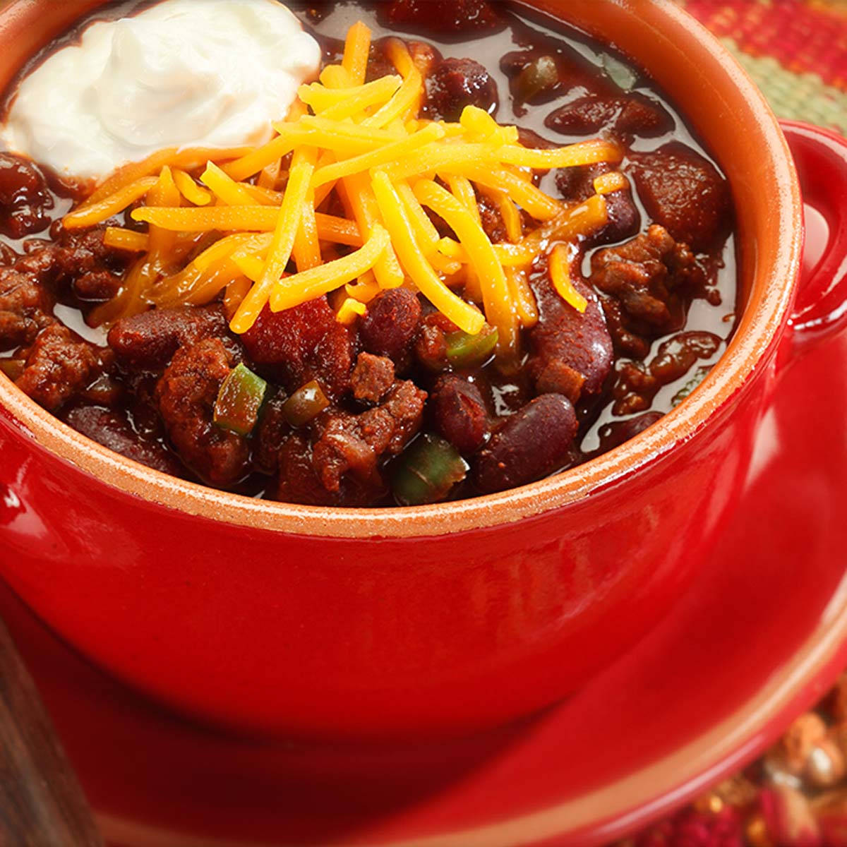 Chili Con Carne With Cheddar Cheese Background