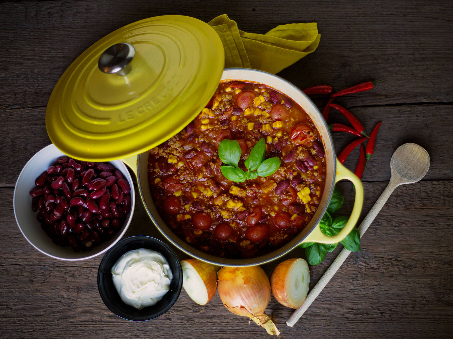 Chili Con Carne With Red Beans Background