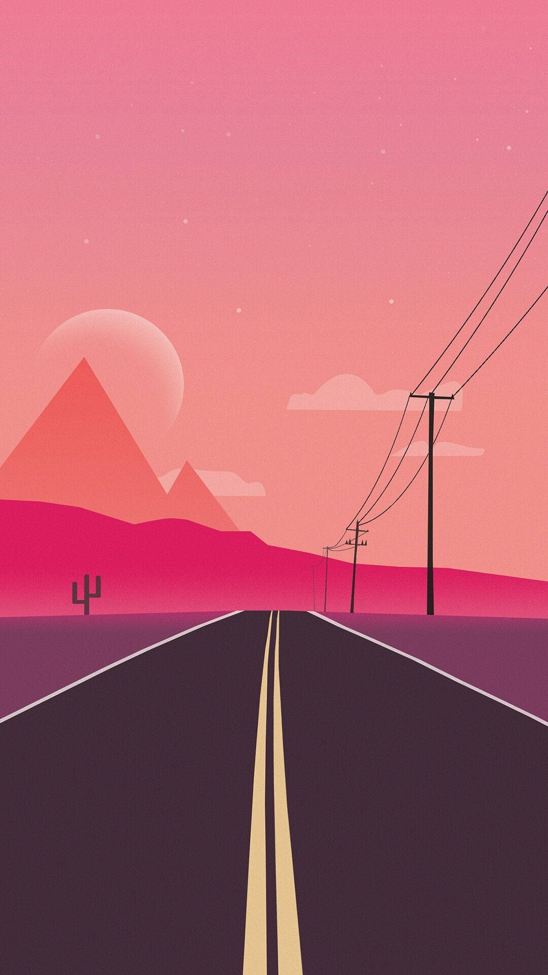 Chill 4k Road Pink Sky Background