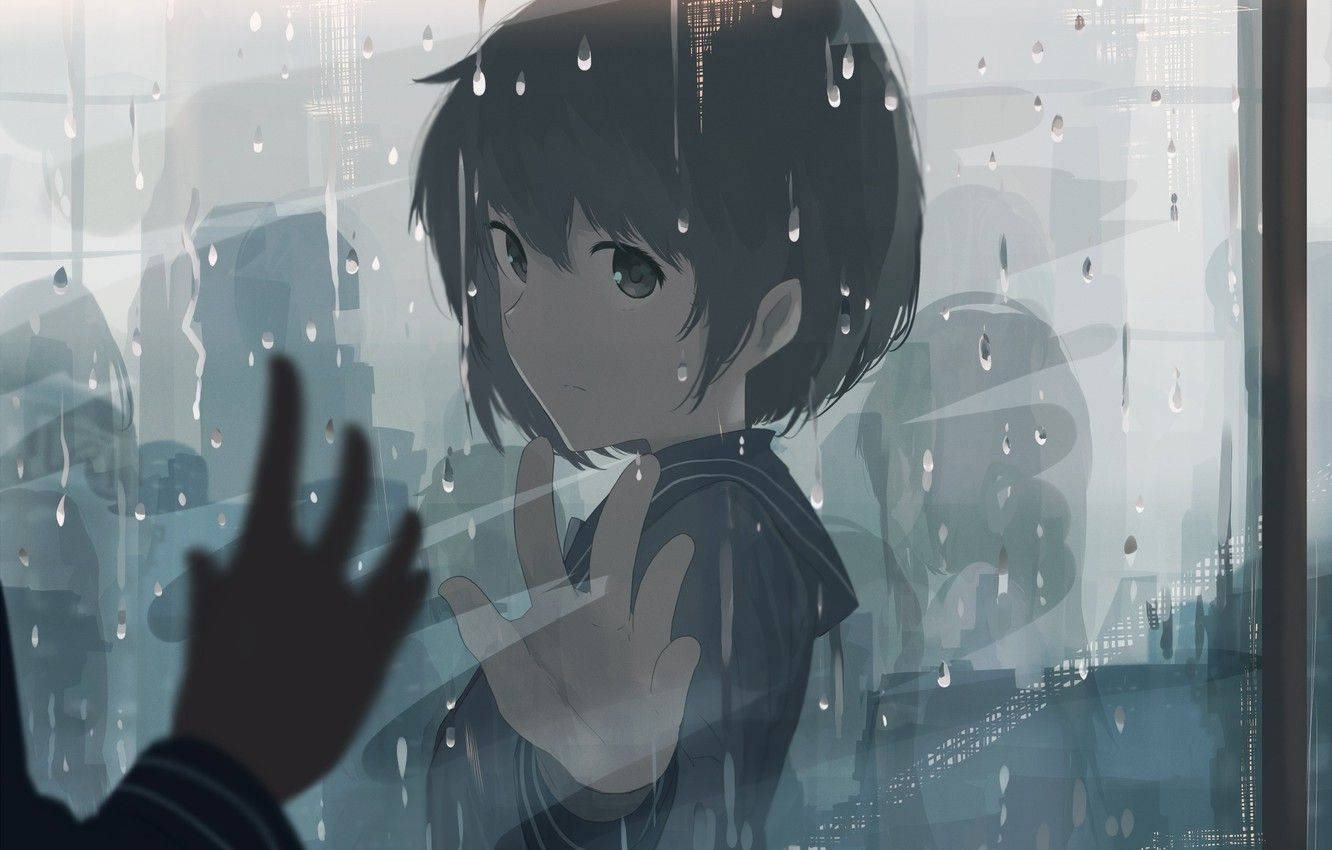 Chill Anime Girl Rain Reflection Background