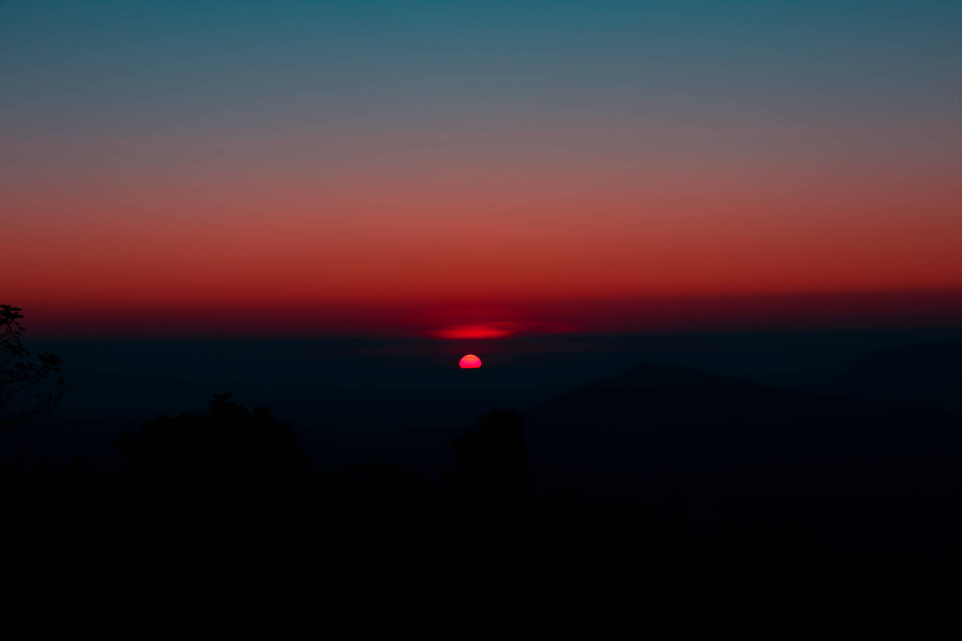 Chill Mountain Silhouette During Sunset Background