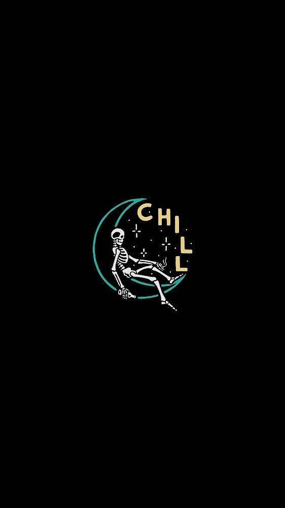 Chill Skeleton On Moon Background