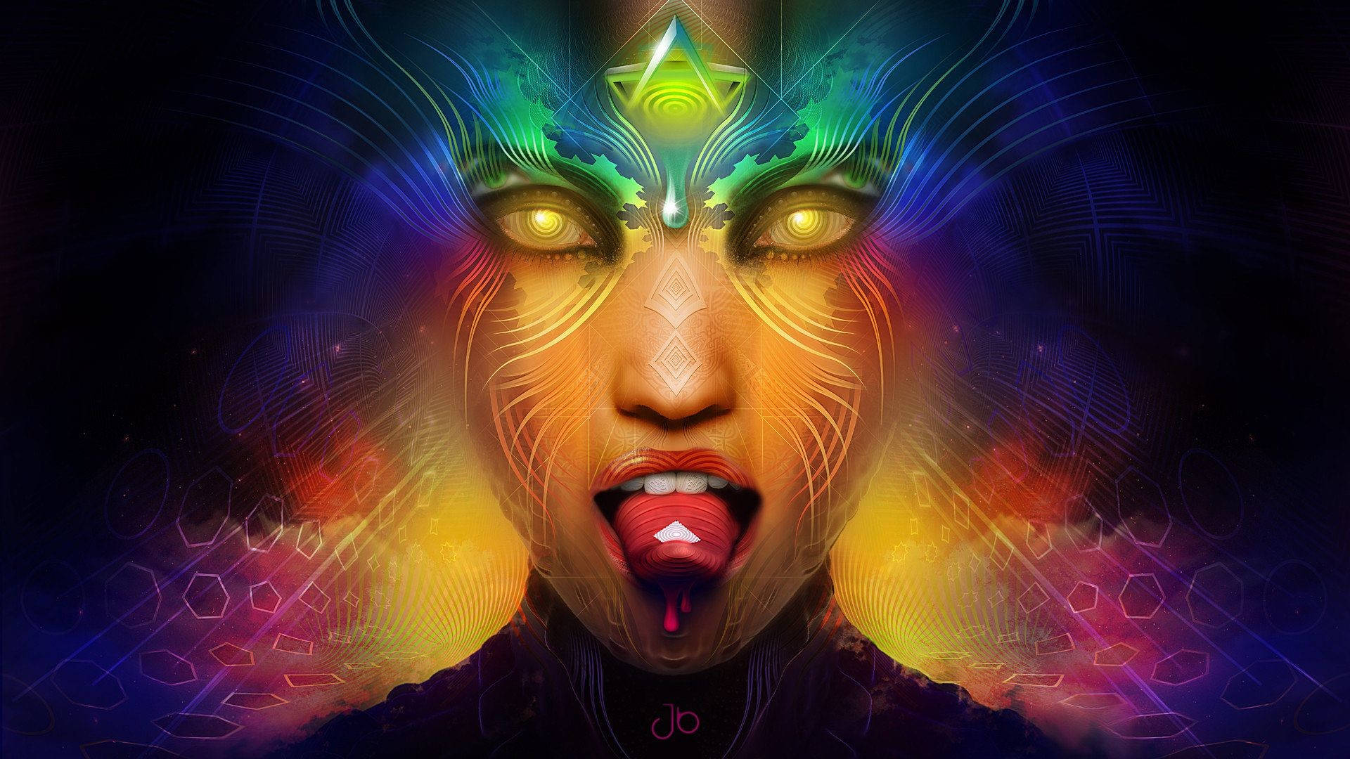 Chill Stoner Woman Tongue Out Background