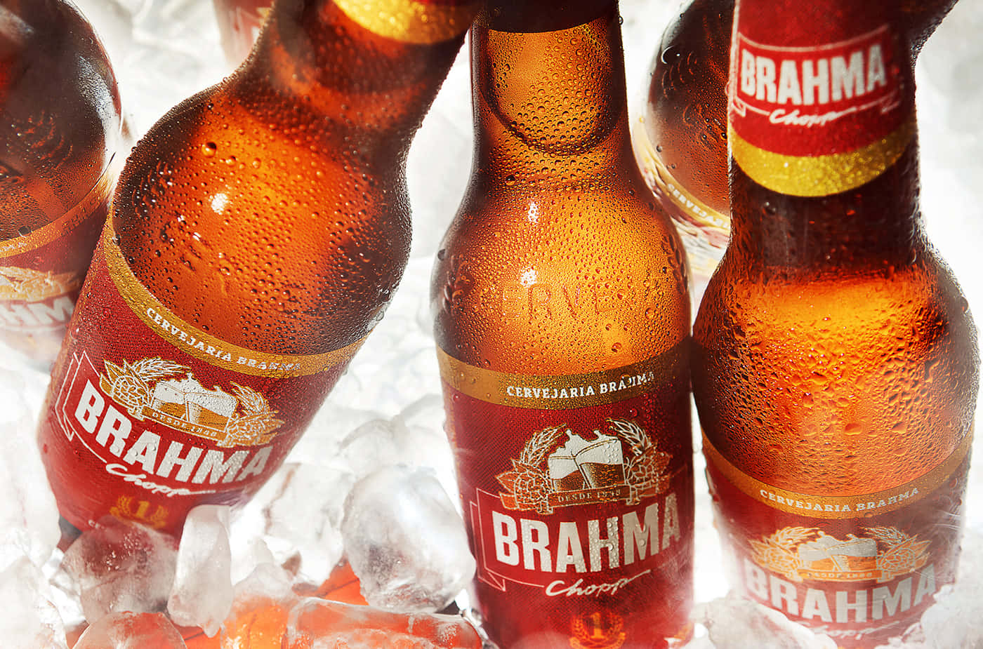 Chilled Brahma Chopp Pilsen Beer Bottles Background