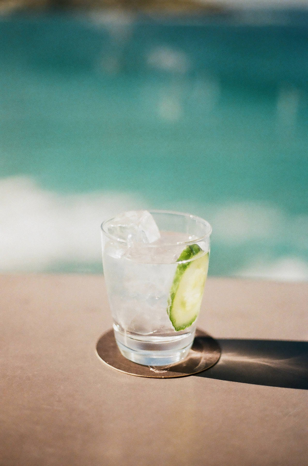 Chilled Gin With Sliced Cucumber Background