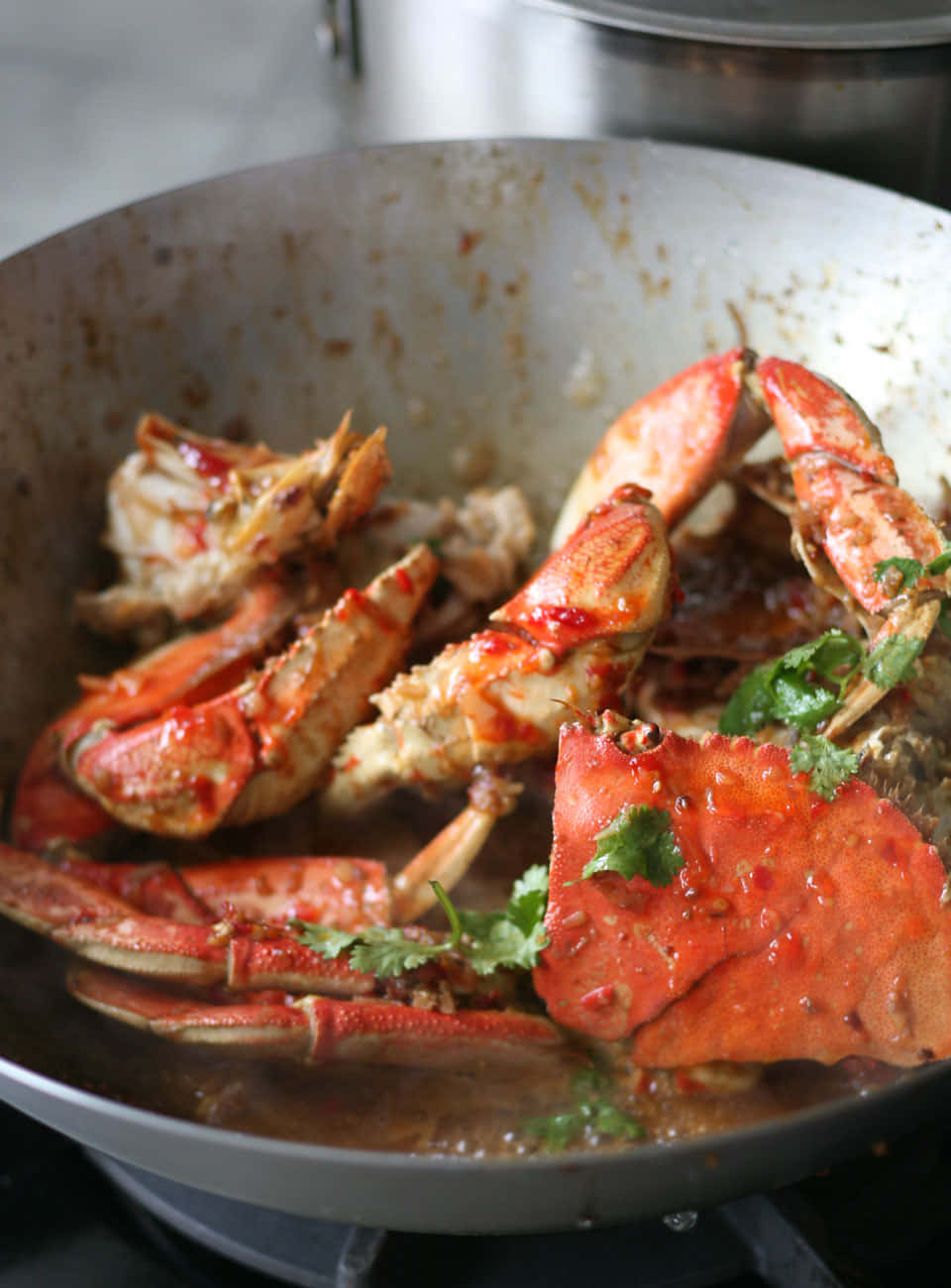 Chilli Crab In A Wok Background