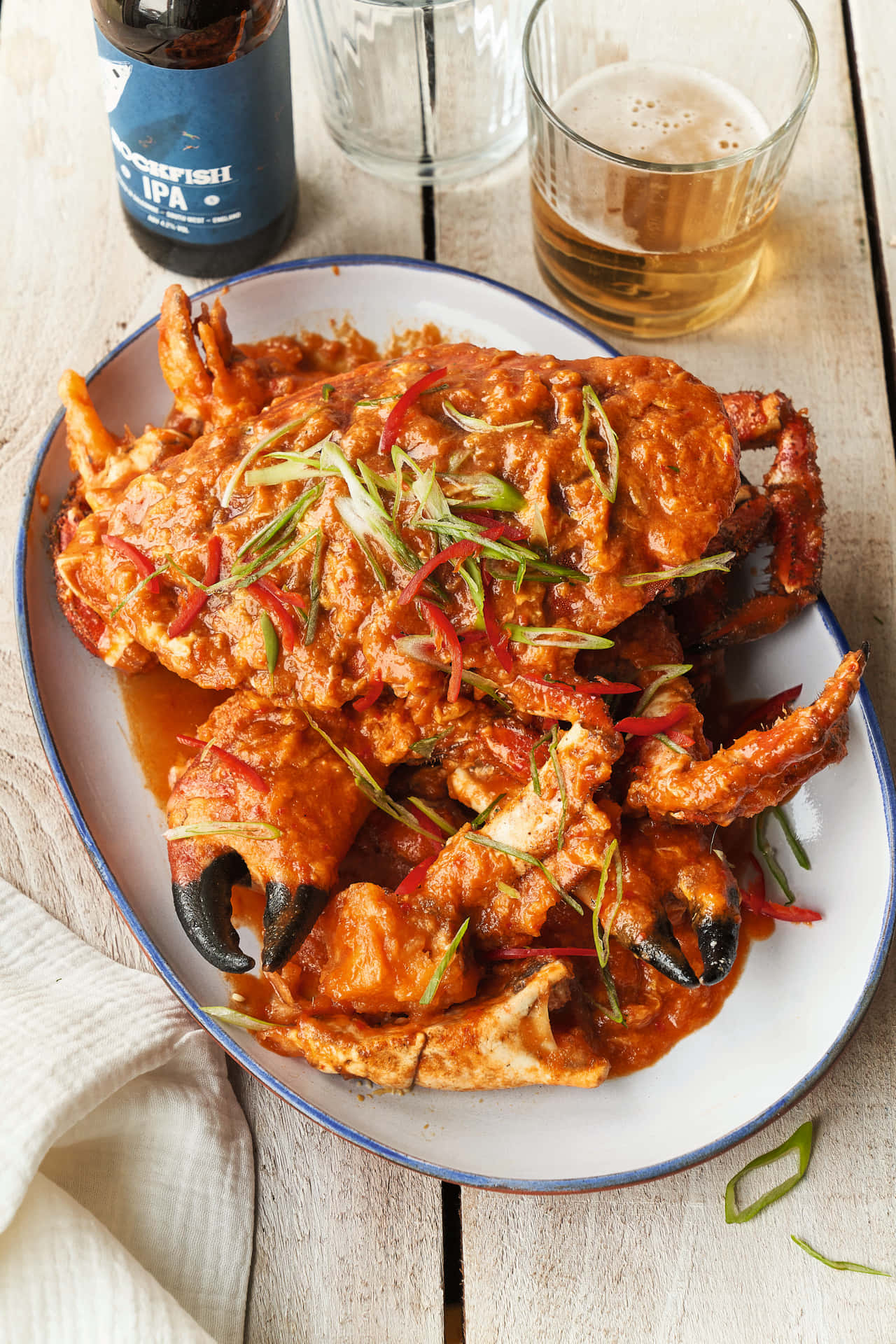 Chilli Crab With Beer Background