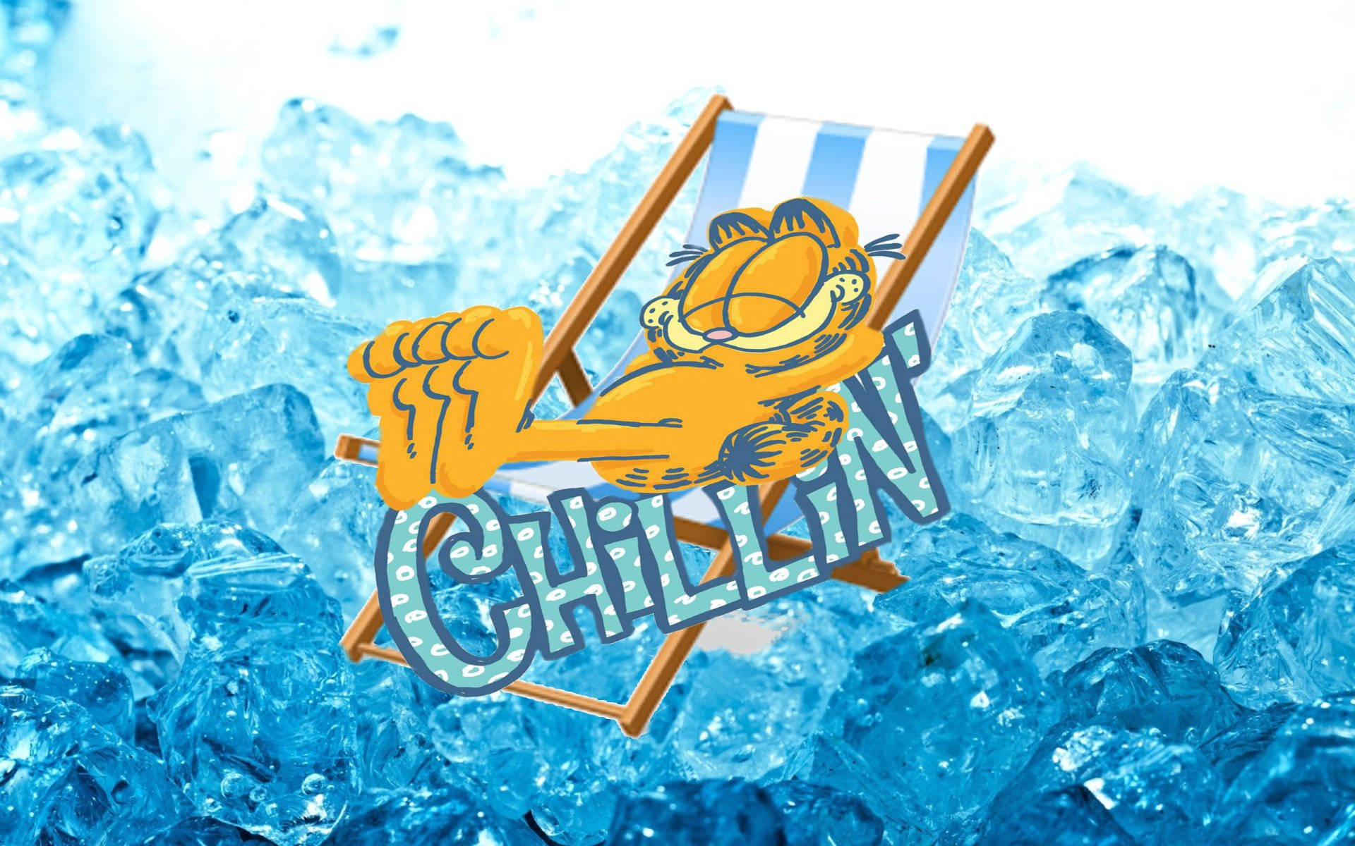 Chillin' Garfield On Ice Background