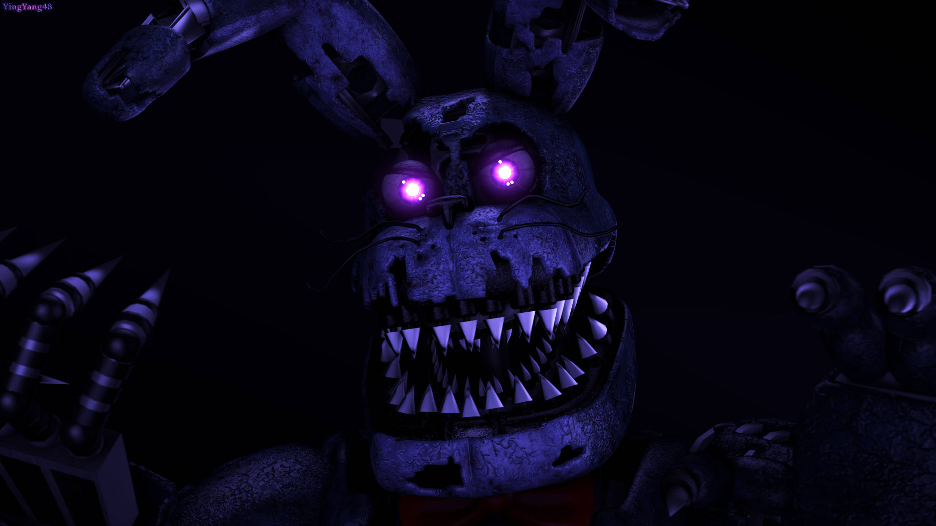 Chilling Gaze - Nightmare Freddy In Spotlight Background