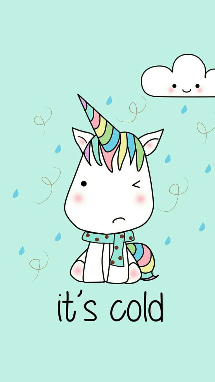 Chilly Unicorn Cartoon Wallpaper Background