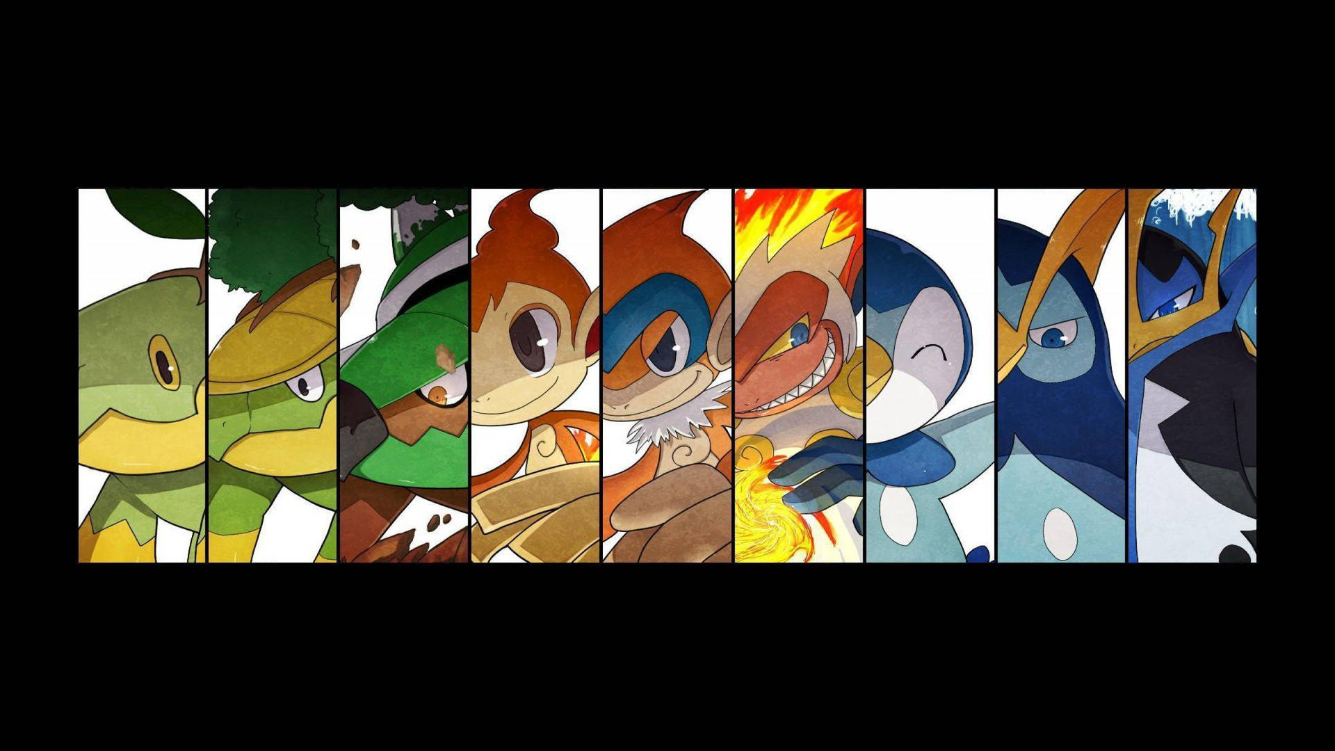 Chimchar And Other Pokemon Side-by-side Background