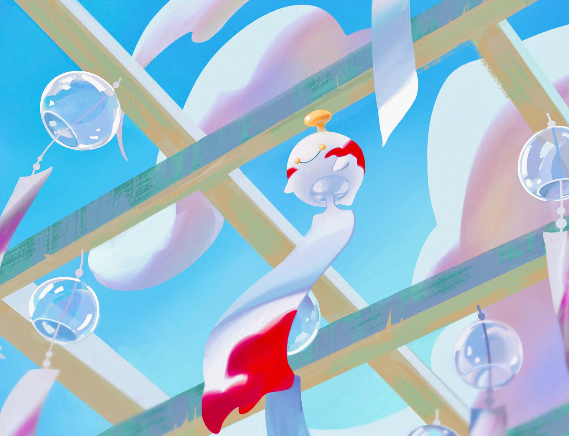 Chimecho In A Perfectly Blue Sky Background
