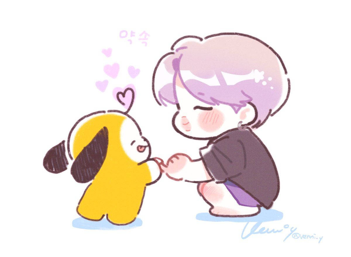 Chimmy Bt21 And Jimin Art Background