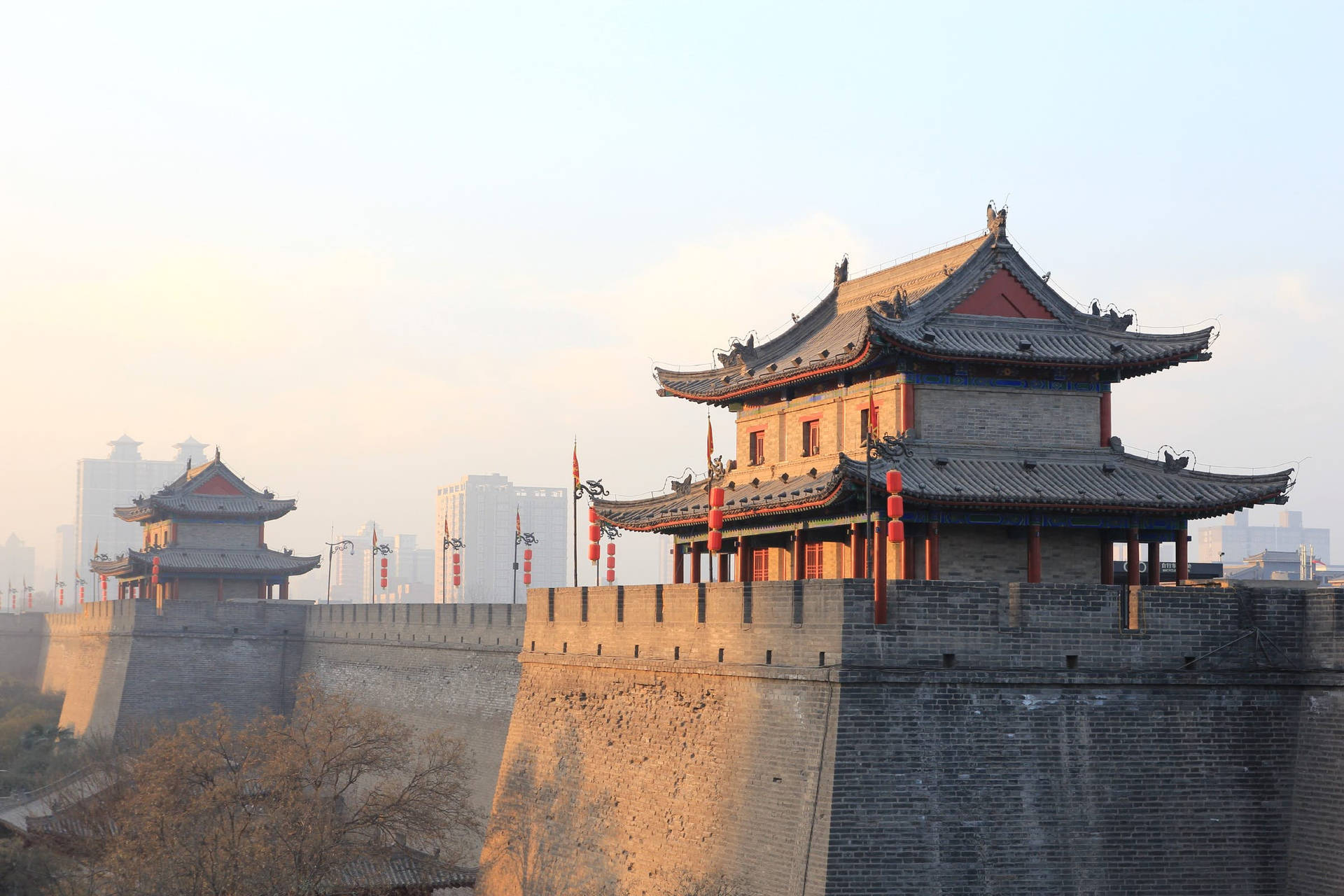 China Xi'an City Walls Background