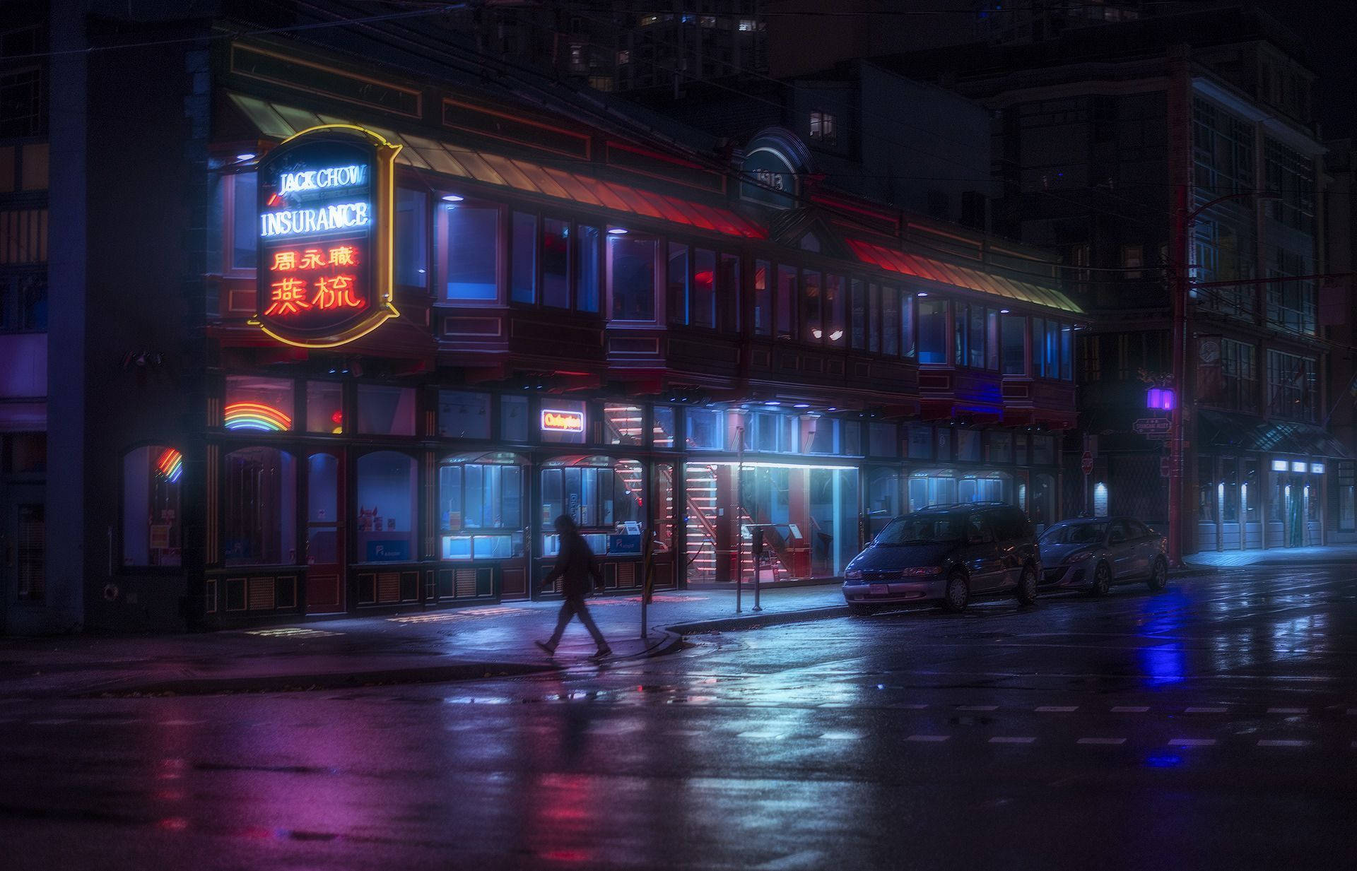 Chinatown Bright Lights Background