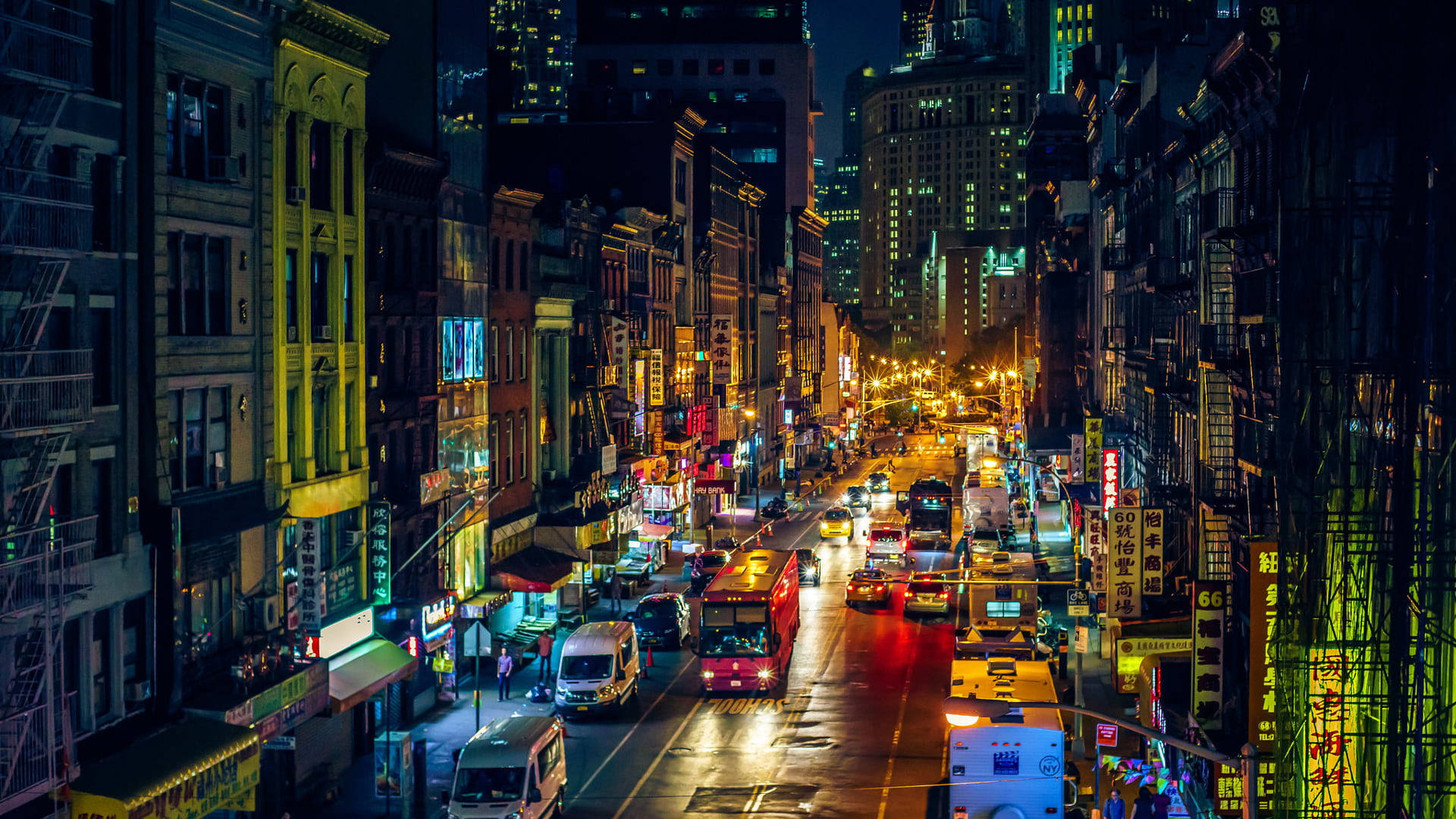Chinatown Cityscape At Night Background