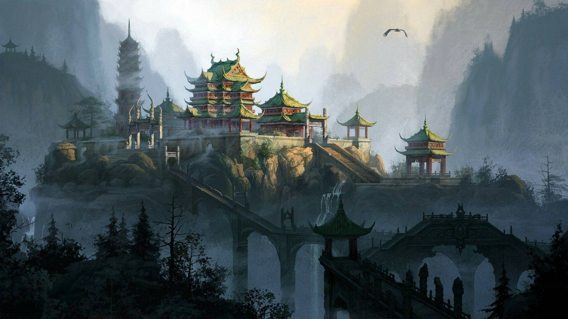 Chinatown Landscape Art Background