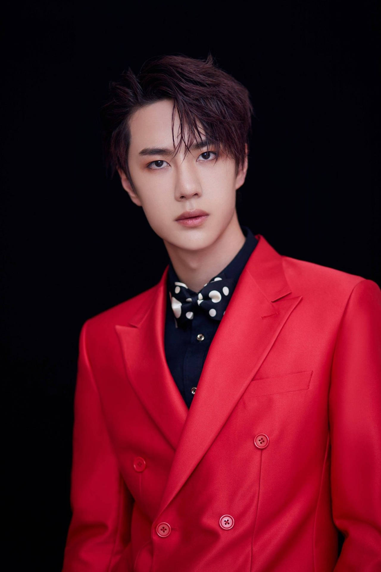 Chinese Actor Wang Yibo In A Stunning Red Outfit On The Set Of Produce 101.