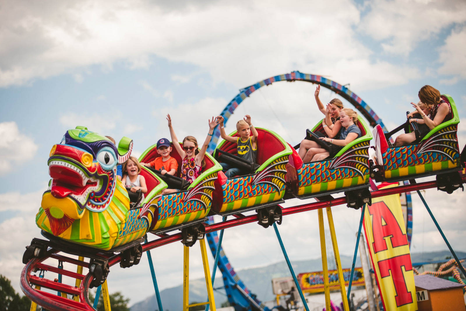 Chinese Dragon Roller Coaster Fair Ride Background