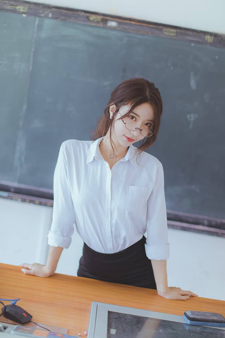 Chinese Female Teacher Beautiful Pose