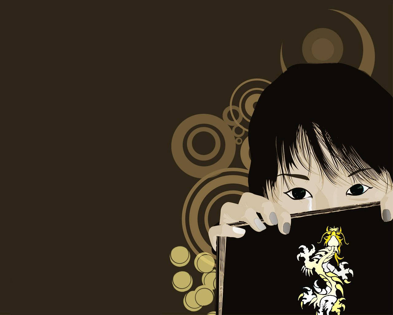 Chinese Girl Digital Art Background