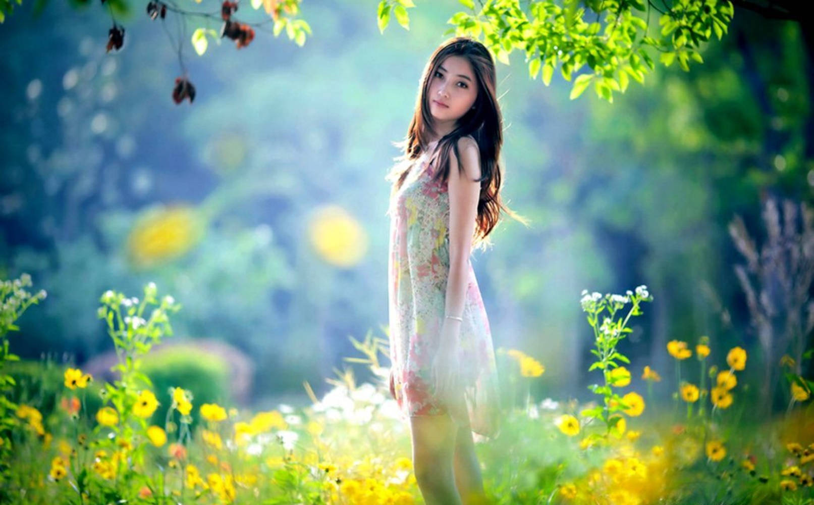 Chinese Girl In Forest